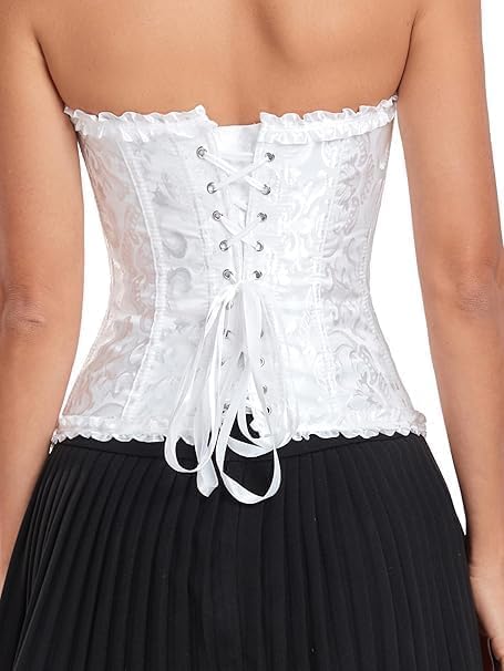 Detalle 2 de JoyPeak overbust corset top 809, lace-up bustier with steel boning