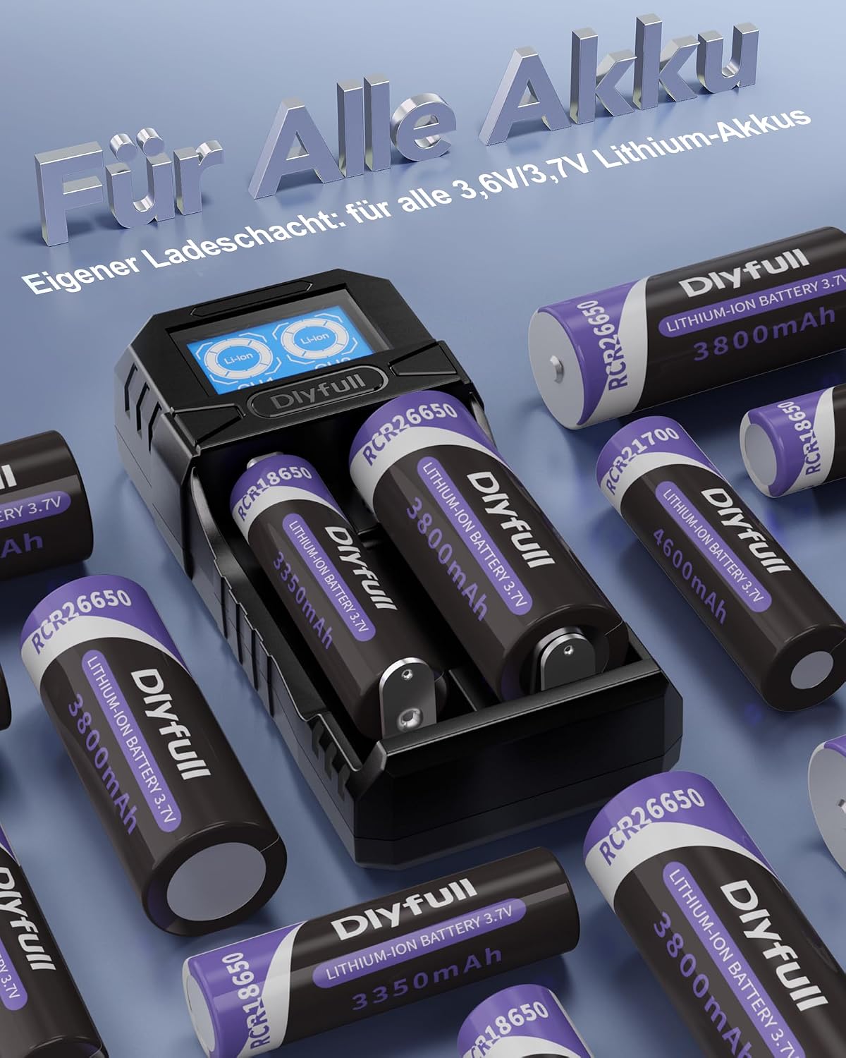 Detalle 2 de Dlyfull 18650 Ladegerät für 3,7 V Akkus