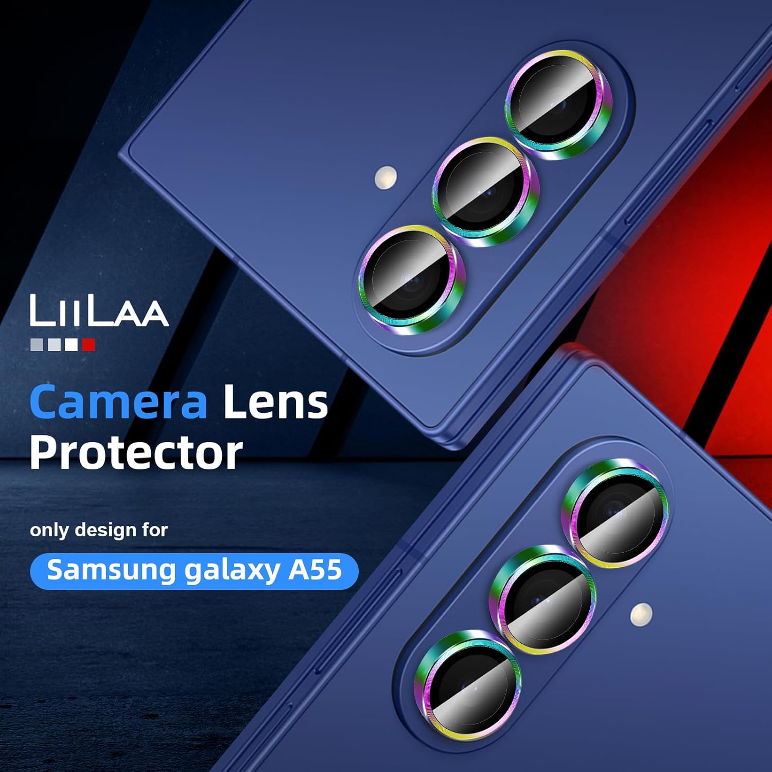Detalle de LiiLaa Kameraschutz Schwarz für Samsung Galaxy A57 / A37 5G – Volle Objektivabdeckung mit 9H Härte