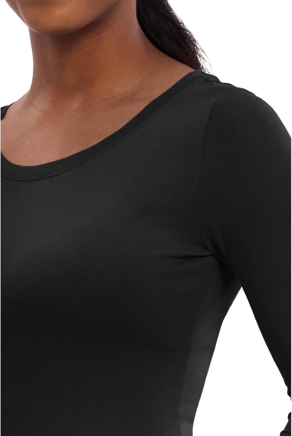Detalle de Healing Hands Melissa 5047 Long Sleeve Underscrub Top, Cotton Blend Knit