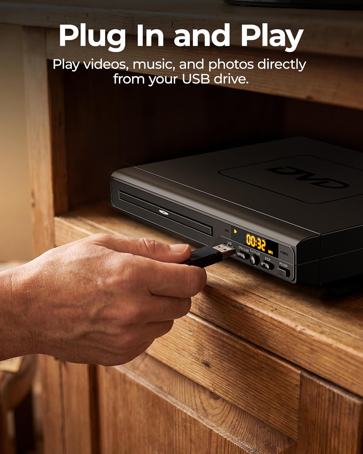 Detalle de Region-Free DVD Player with HDMI, Big-Button Remote, and USB Playback