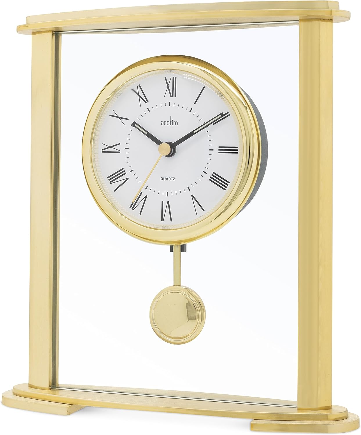 Thumbnail 1 de Acctim Welwyn Pendulum Mantel Clock: Polished Gold Effect with Floating Glass Dial