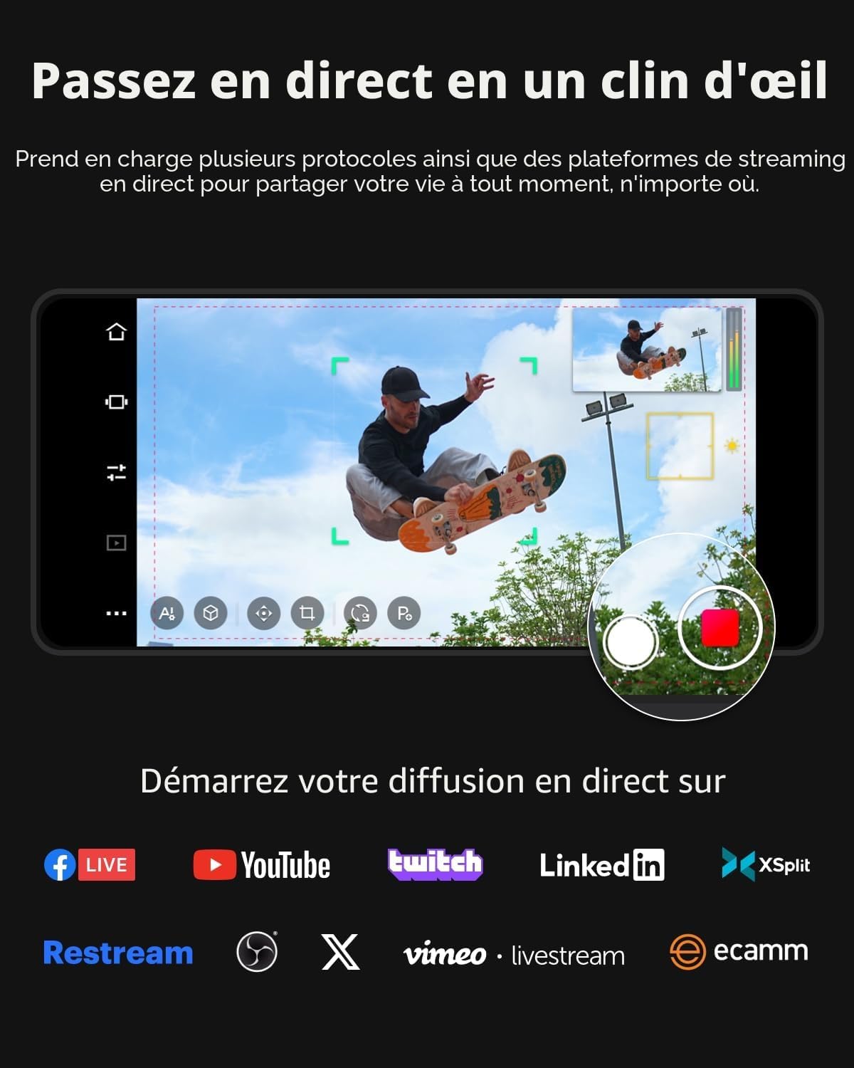 Detalle de OBSBOT Tail Air NDI 4K: la caméra PTZ auto-suivie idéale pour le streaming en direct