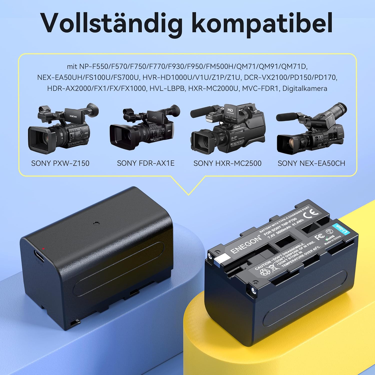 Detalle 2 de ENEGON NP-F750 Ersatzakkus 5600mAh Doppelpack