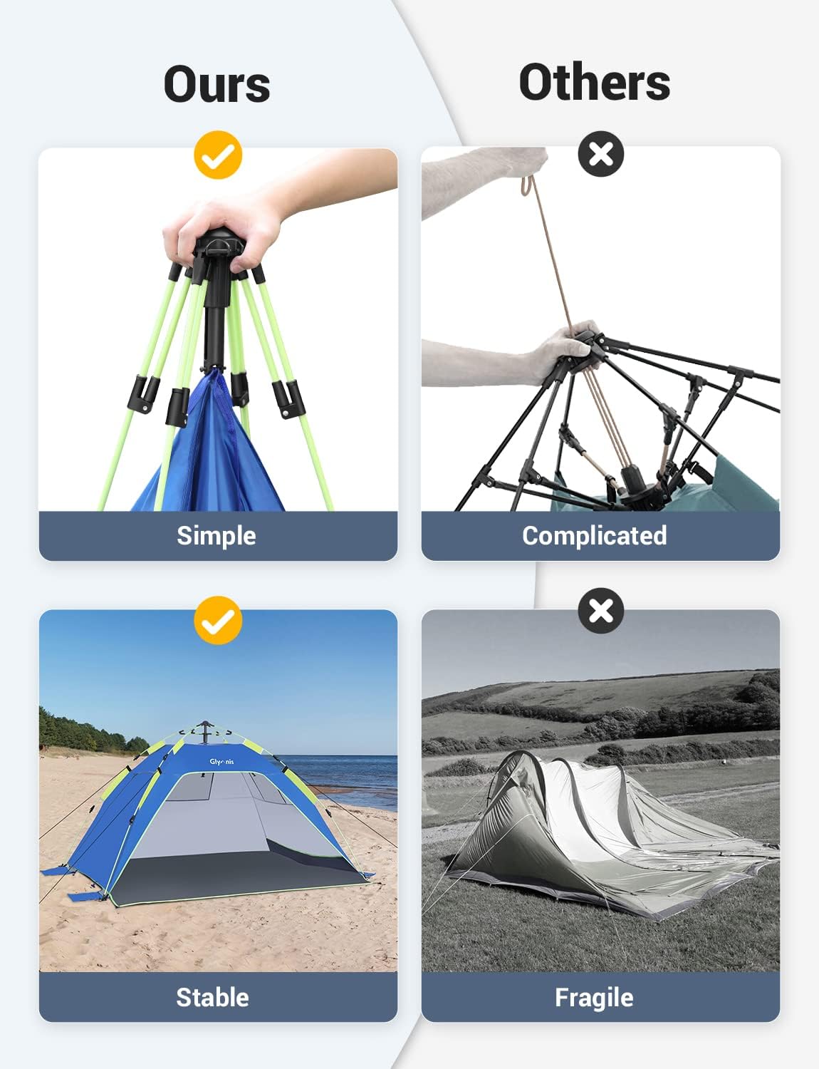 Thumbnail 1 de Glymnis Pop Up Beach Tent 3-4 Person – Instant, UV Protected Sun Shelter