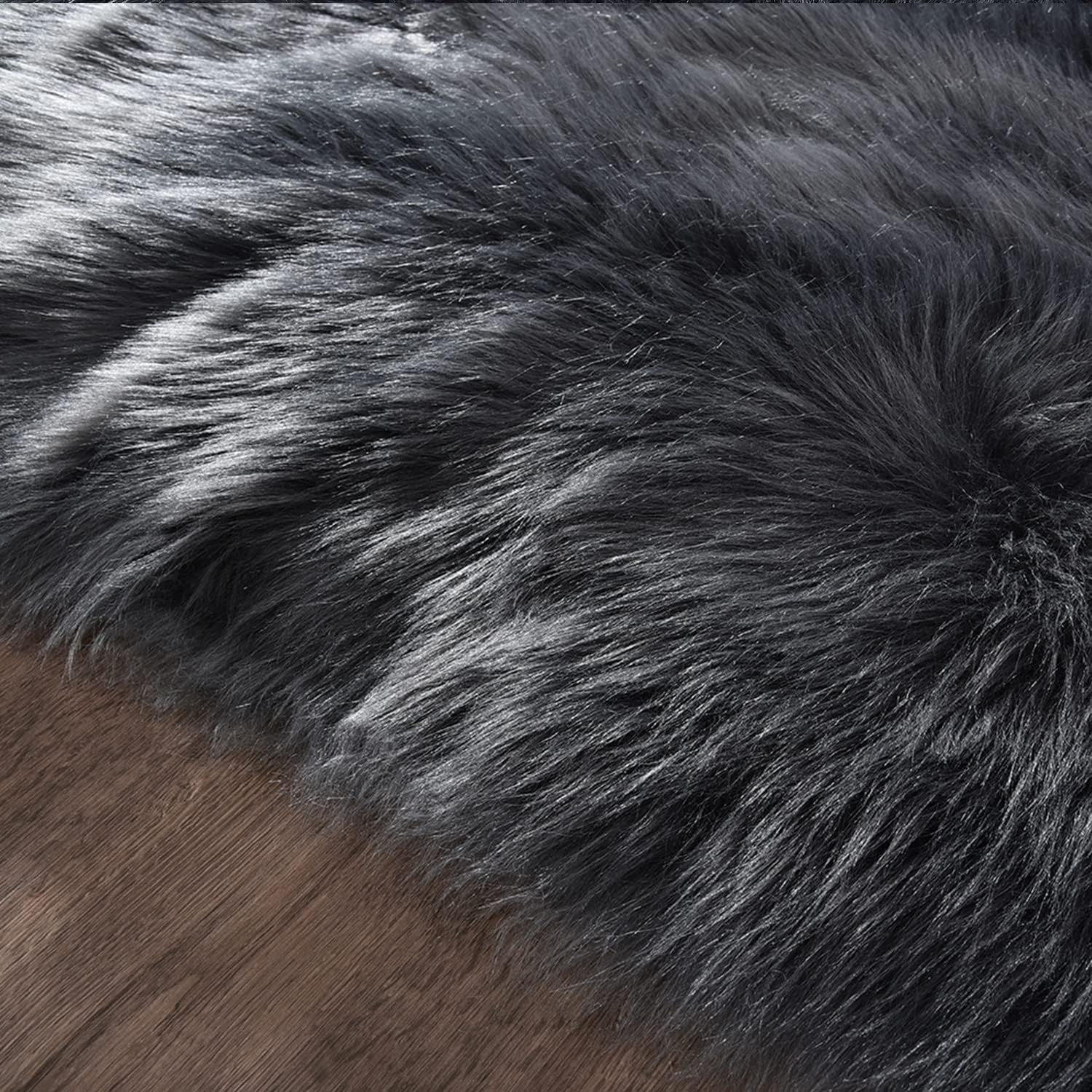 Thumbnail 5 de Latepis 6x8 Dark Grey Faux Sheepskin Rug