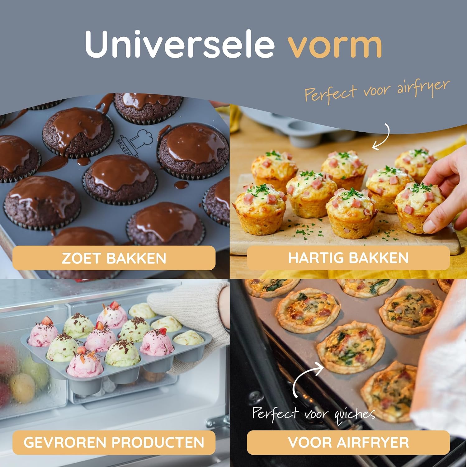 Detalle 2 de Backefix FLEXI BF-MB-12F muffinvorm van siliconen, 12 vakken, flexibel