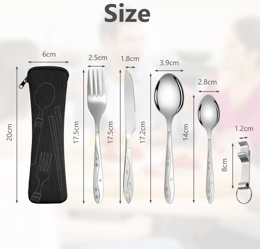 Thumbnail 1 de Vicloon Stainless Steel Camping Cutlery Set with Wine Opener and Storage Bag