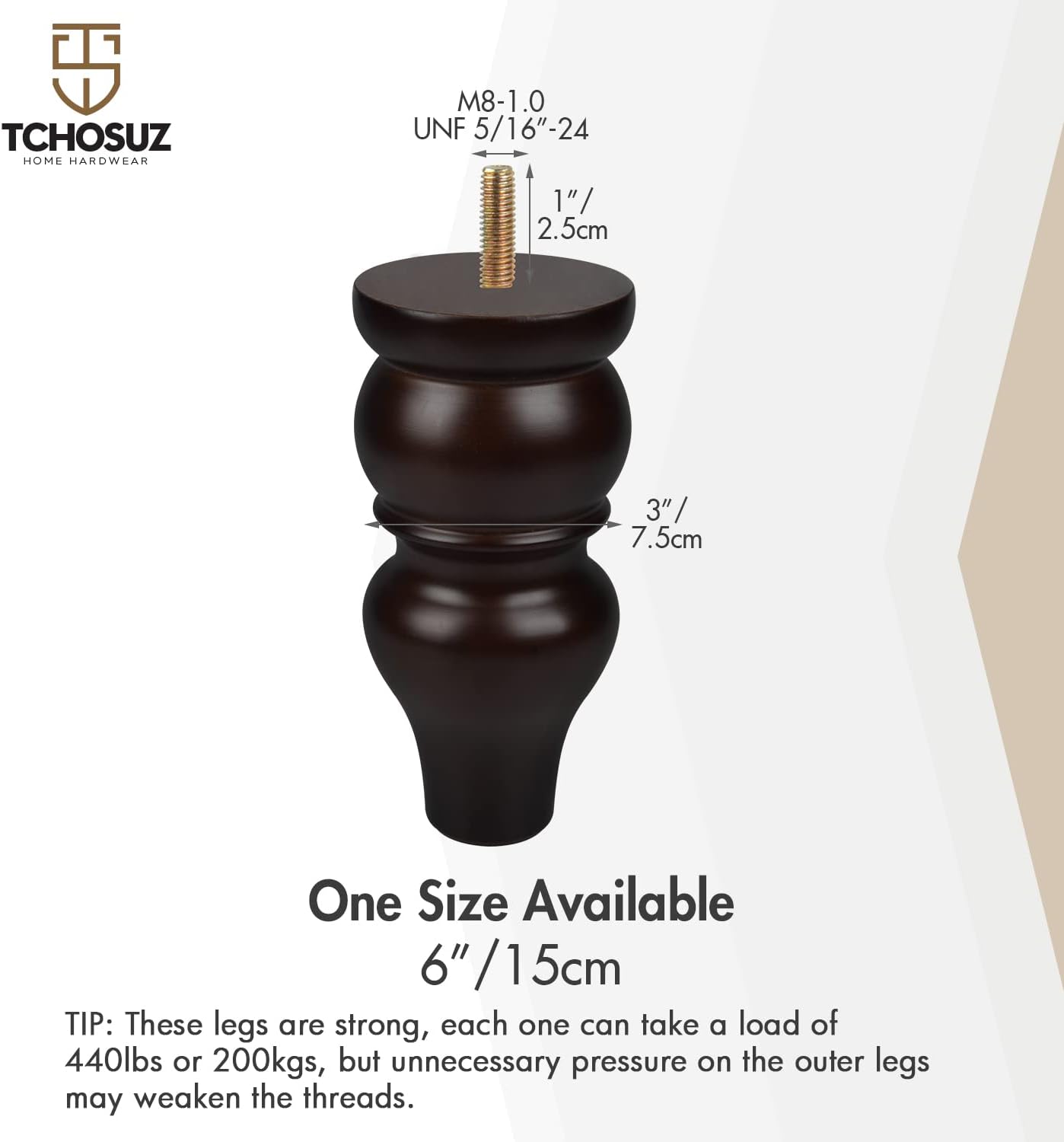 Detalle de Tchosuz Wooden Furniture Legs, 6-inch