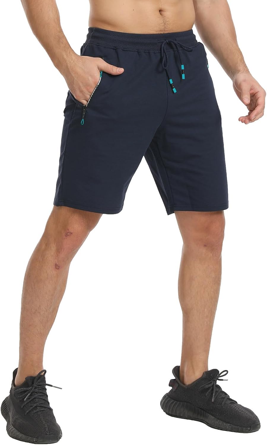Detalle 2 de JustSun Short Homme Sport Running – coton léger avec poches zippées