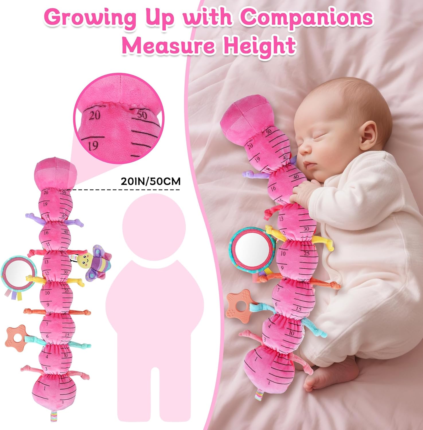 Detalle 2 de Baby Girls Toys 6-12 Months: 6-in-1 Infant Sensory Music Caterpillar Toy