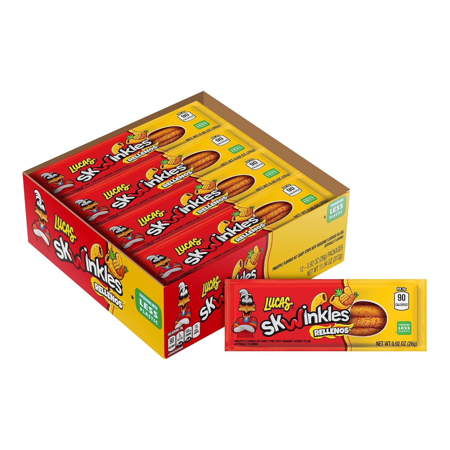 Detalle de Lucas Skwinkles 10284692 Pineapple-Tamarind Filled Candy Strips, 12 Pieces