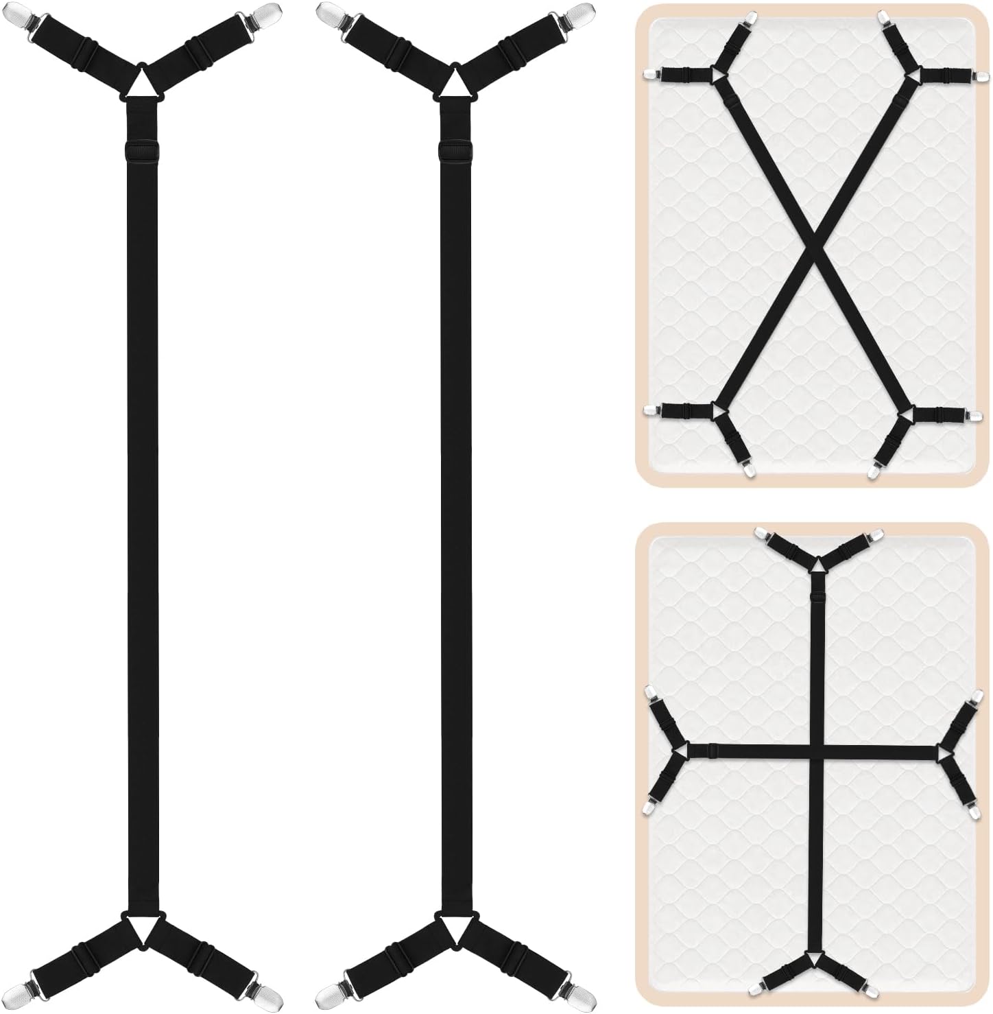 Detalle de AUAUY M1-3668256 lakanhållare, justerbara remmar med metallklämmor