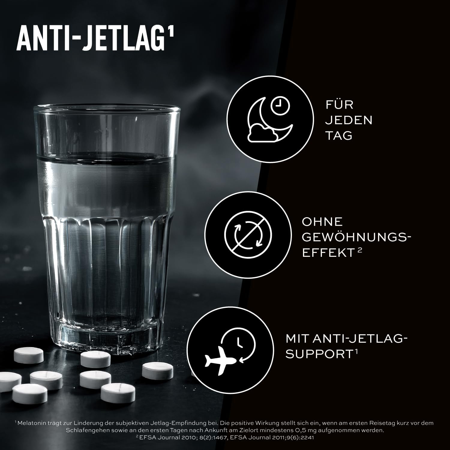 Detalle 2 de ESN Melatonin Sleep Aid – 180 Tabletten (0,5 mg pro halbe Tablette) – Anti-Jetlag-Unterstützung, Made in Germany