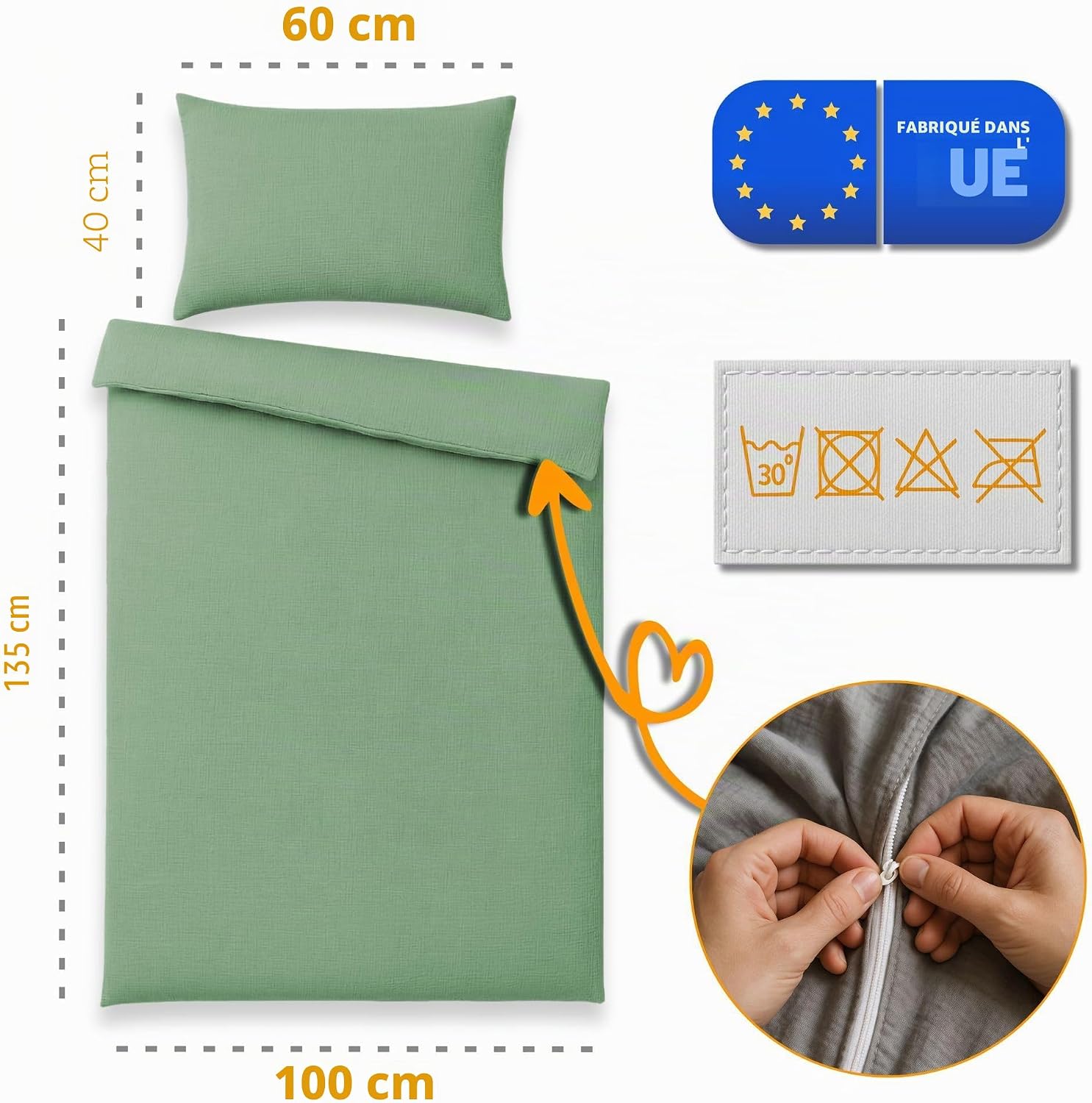 Thumbnail 2 de Totsy Baby Mousseline Housse de Couette Enfant 100x135cm – Linge de lit en coton mousseline certifié Öko-Tex