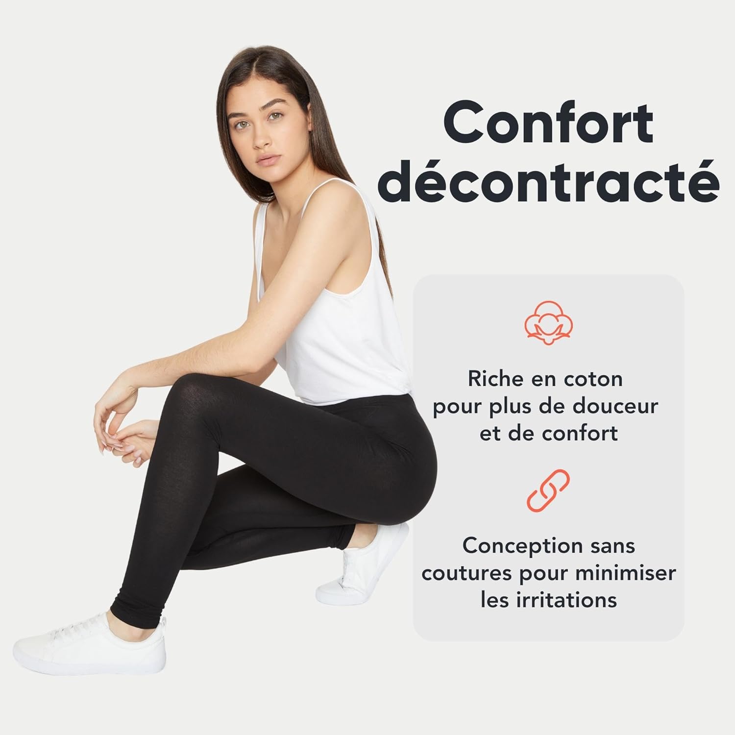 Detalle de FM London – Lot de 3 Leggings décontractés pour femmes, coupe ajustée et taille haute