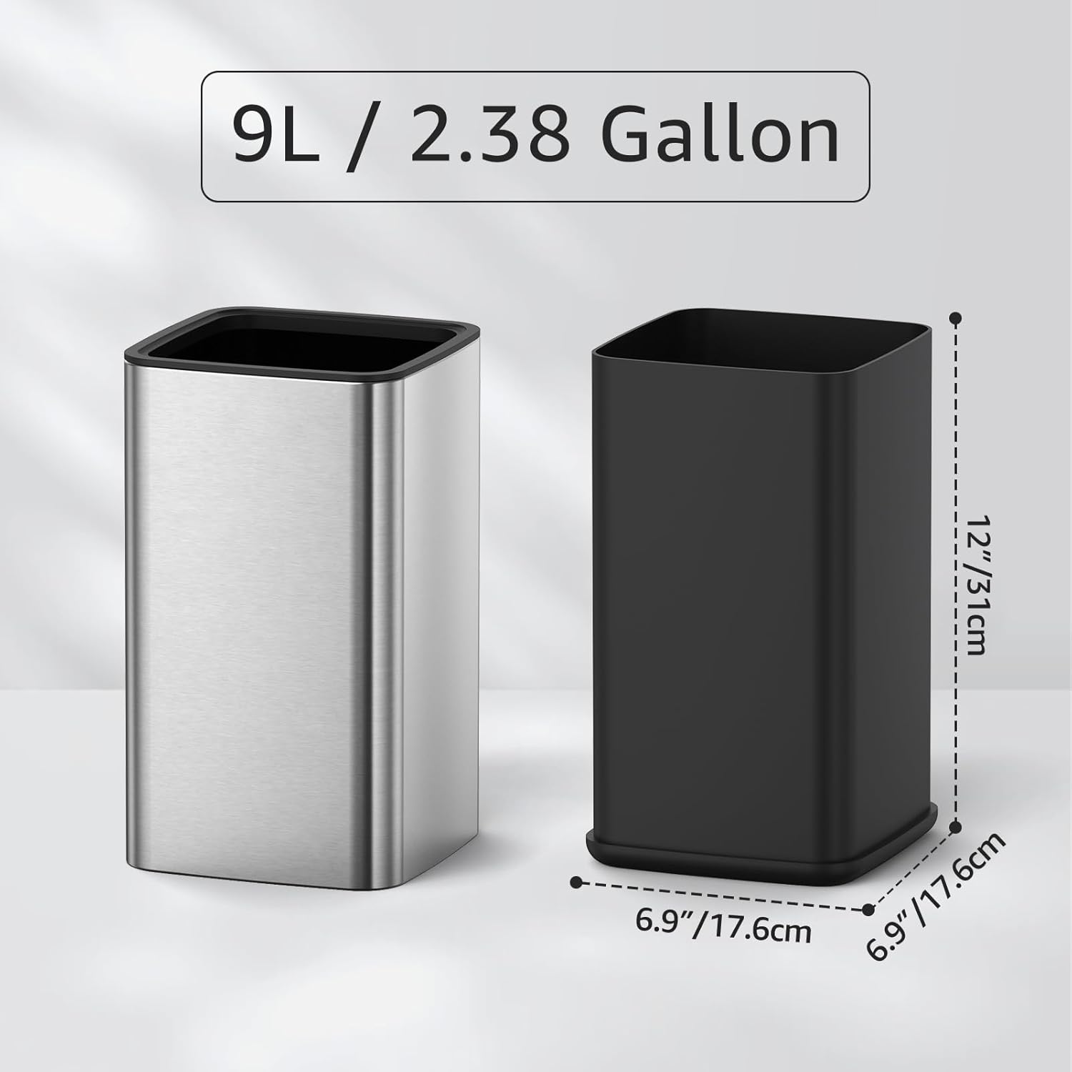 Thumbnail 1 de Mbillion Offener Mülleimer 9L aus Edelstahl – schlankes, fingerabdruckresistentes Design für Bad & Büro