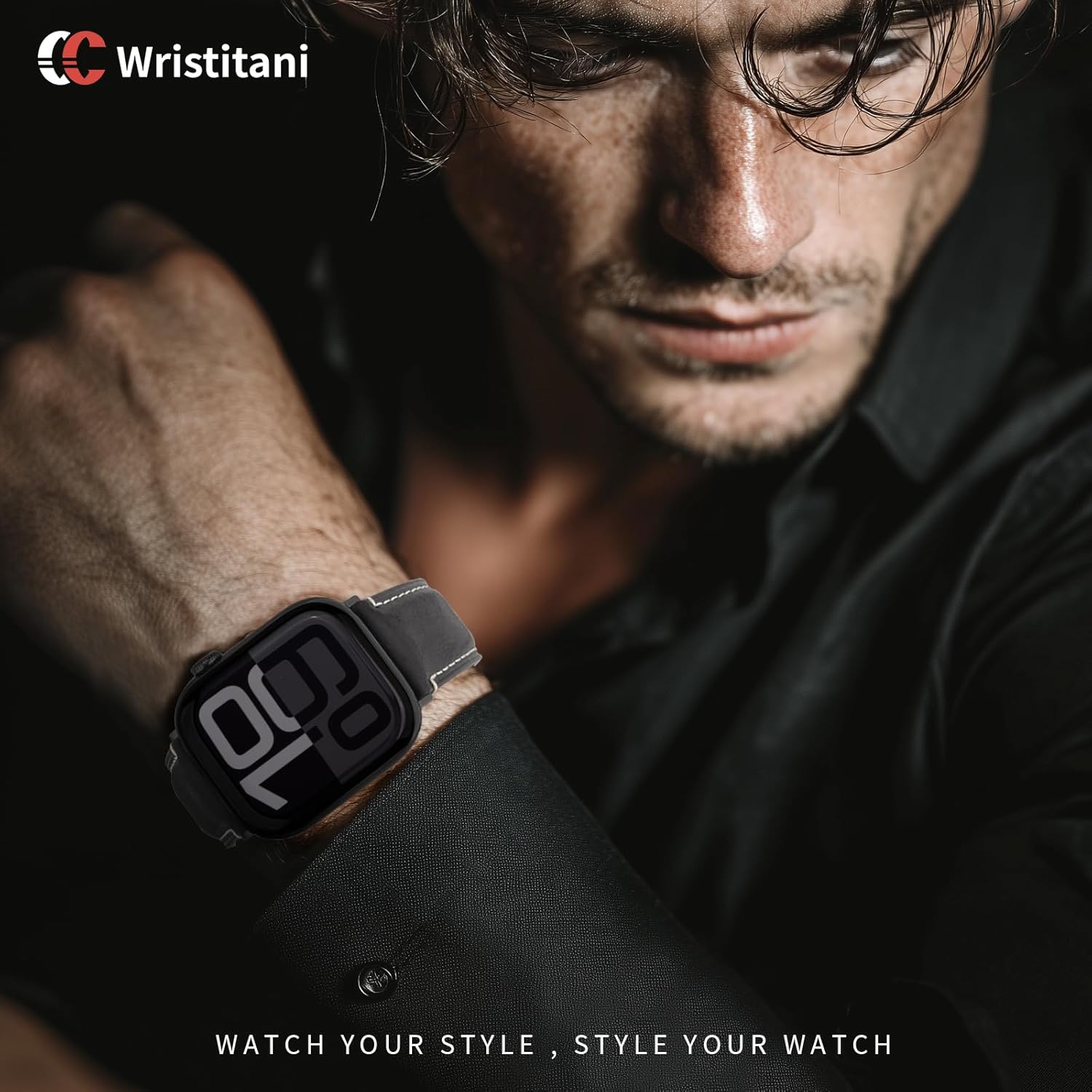 Detalle de Wristitani Bracelet Cuir Véritable pour Apple Watch — Compatible 38–49 mm (Series, Ultra) – Bracelet de Rechange en Cuir