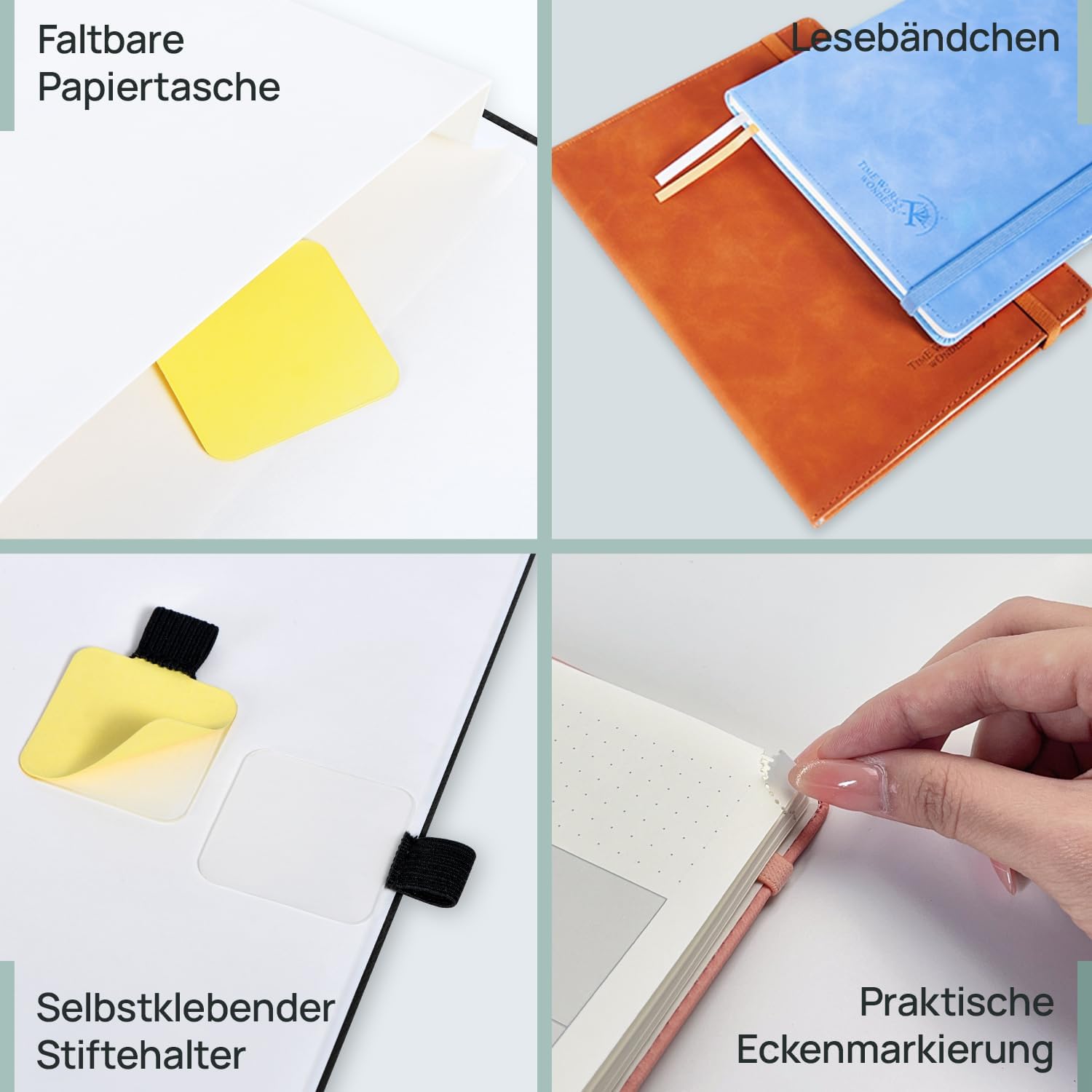 Detalle 2 de POPRUN Kalender 2026/2027 – Buchkalender und Notizbuch im A5-Format, Wochenplaner mit PU-Leder in Petrolgrün