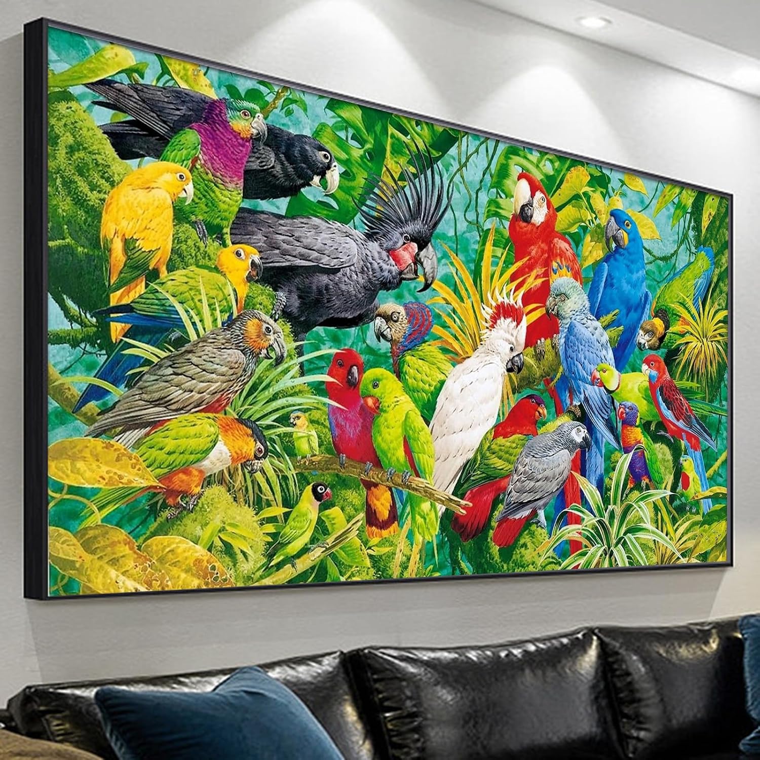 Detalle de JATOK 5D Diamond Painting XXL 40x70 cm – Vogelwald Motiv als Full-DIY Diamantkunst