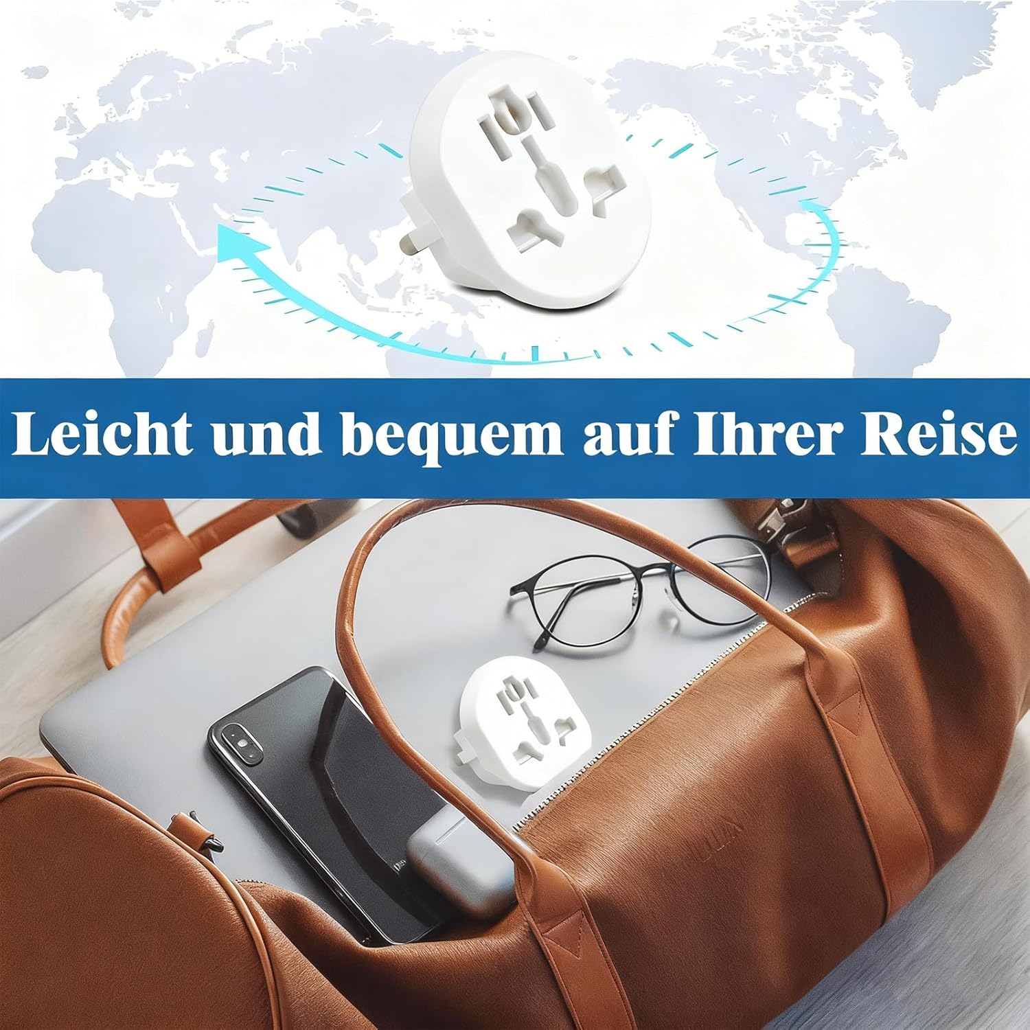 Detalle de 2er-Set UK auf EU Reiseadapter 2500W 16A – Universal Reiseadapter Weiß