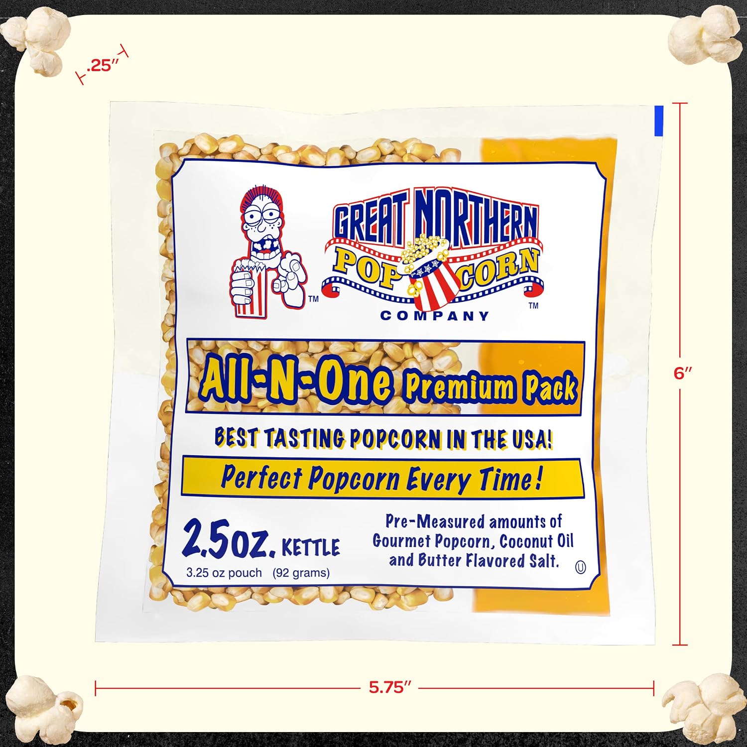 Detalle 2 de Great Northern Popcorn 83-DT6226-IMP 2.5 oz Movie Theater Popcorn Packs, 5-Count