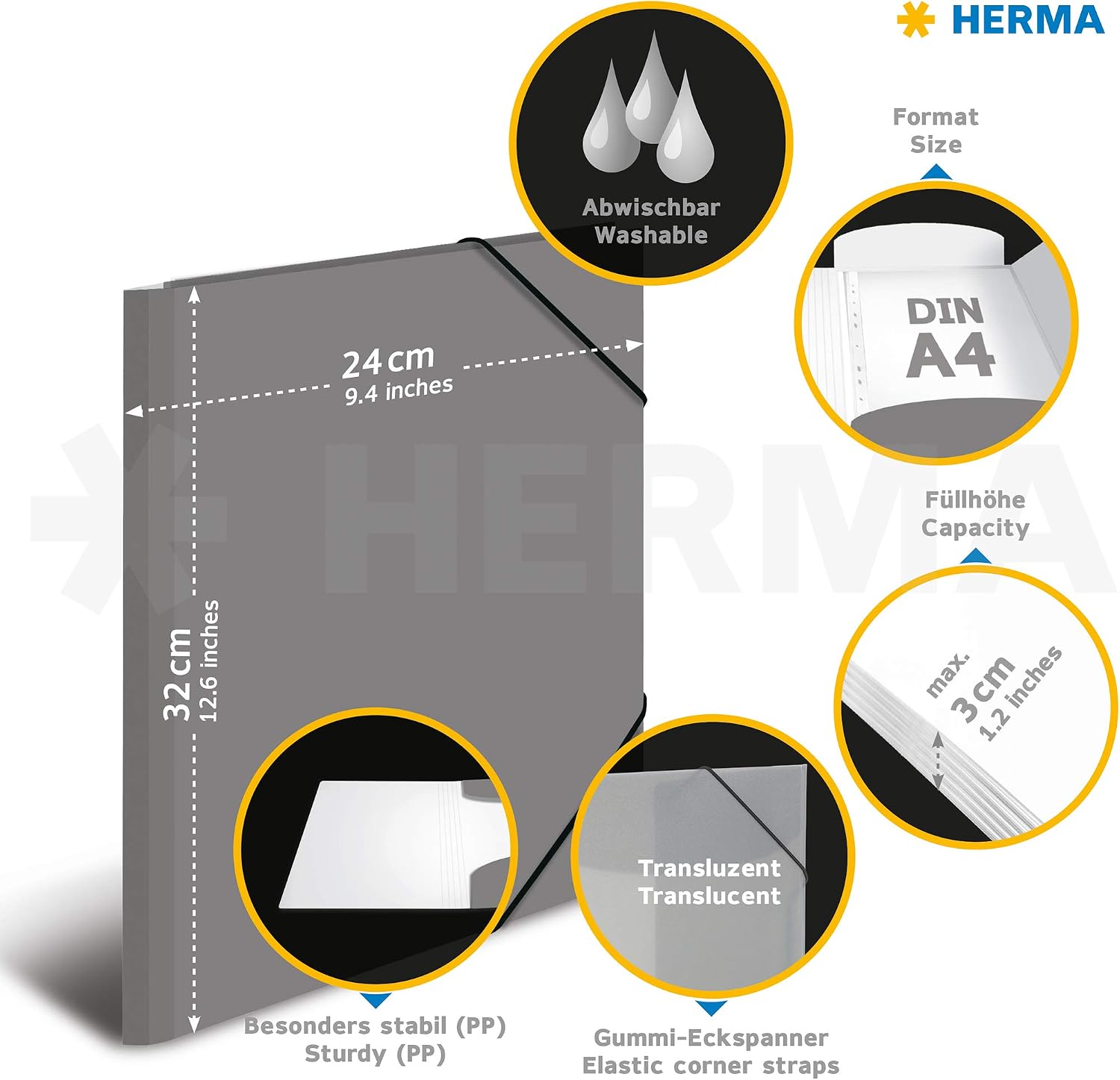 Thumbnail 5 de HERMA 19500 samlarmappar A4, 3-pack i vit transparent plast
