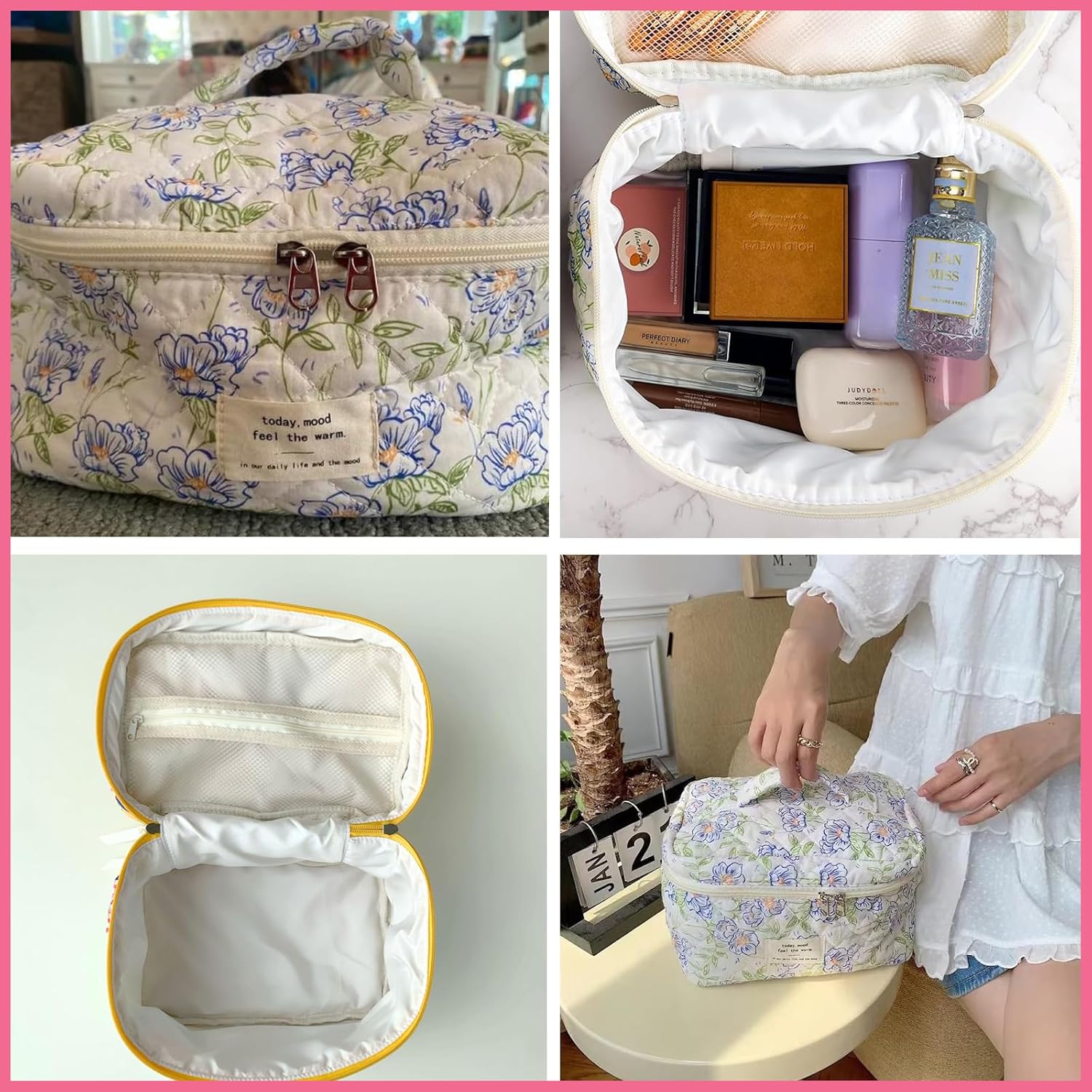 Detalle de uekeboag Quilted Makeup Bag 10x6x5.5 in