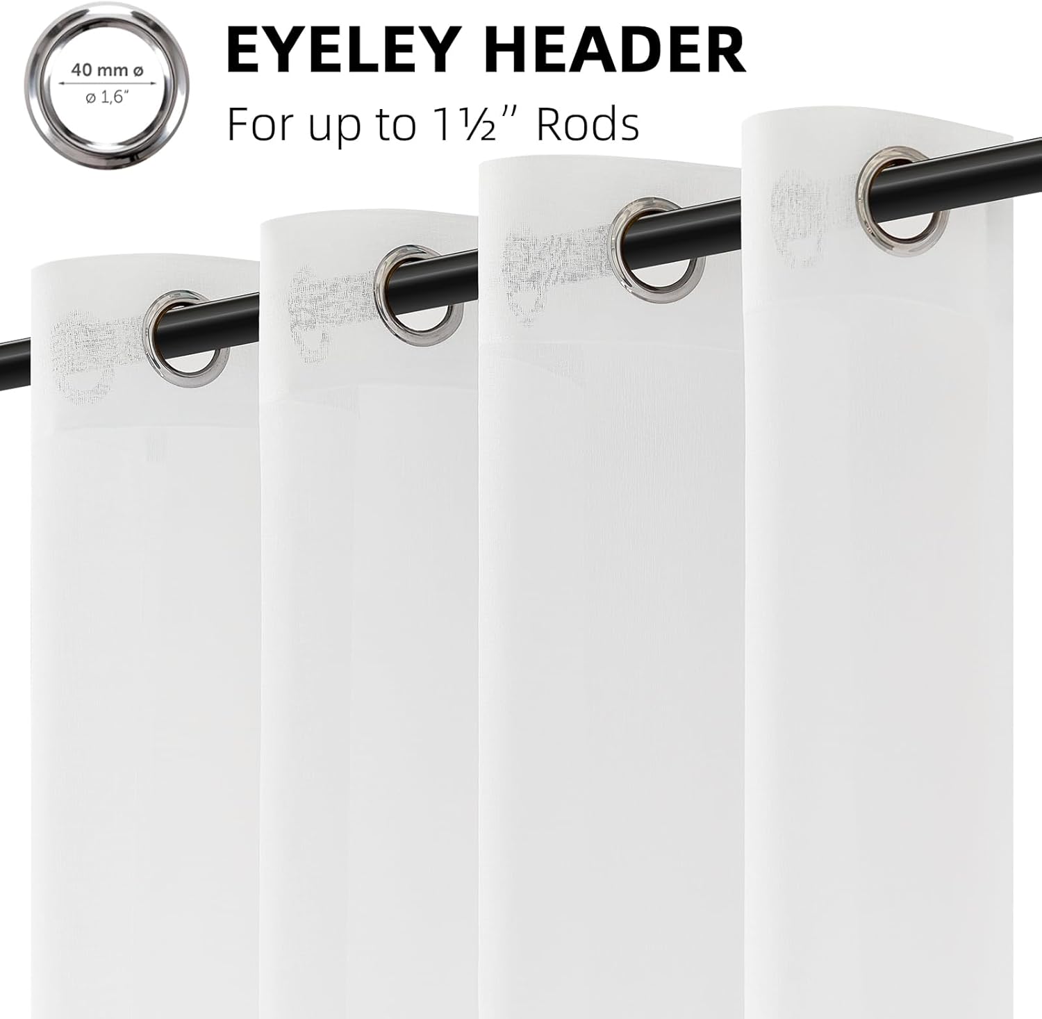 Thumbnail 4 de Topfinel Rideau Voilage Blanc 140x240 cm – Voiles transparents à œillets pour salon et chambre