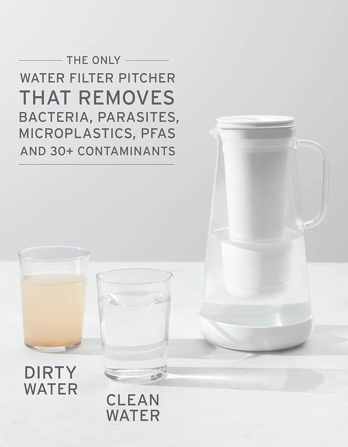 Detalle de LifeStraw Home 7-Cup Water Filter Pitcher (Terrazzo Glass with Silicone Base)