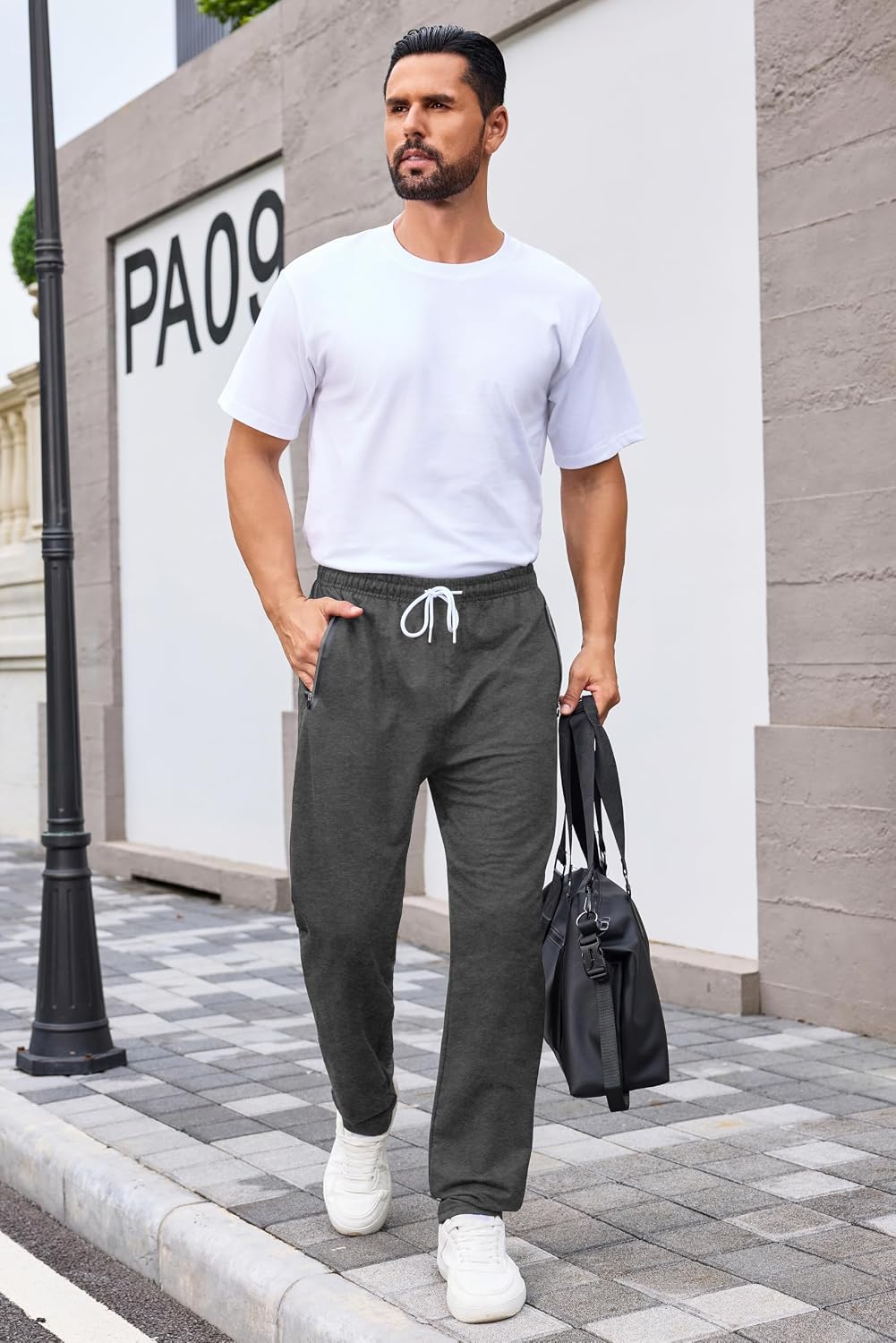 Thumbnail 4 de HCSS Pantaloni Tuta Uomo Sportivi con Elastico in Vita e Tasche Zip – Schwarz-L