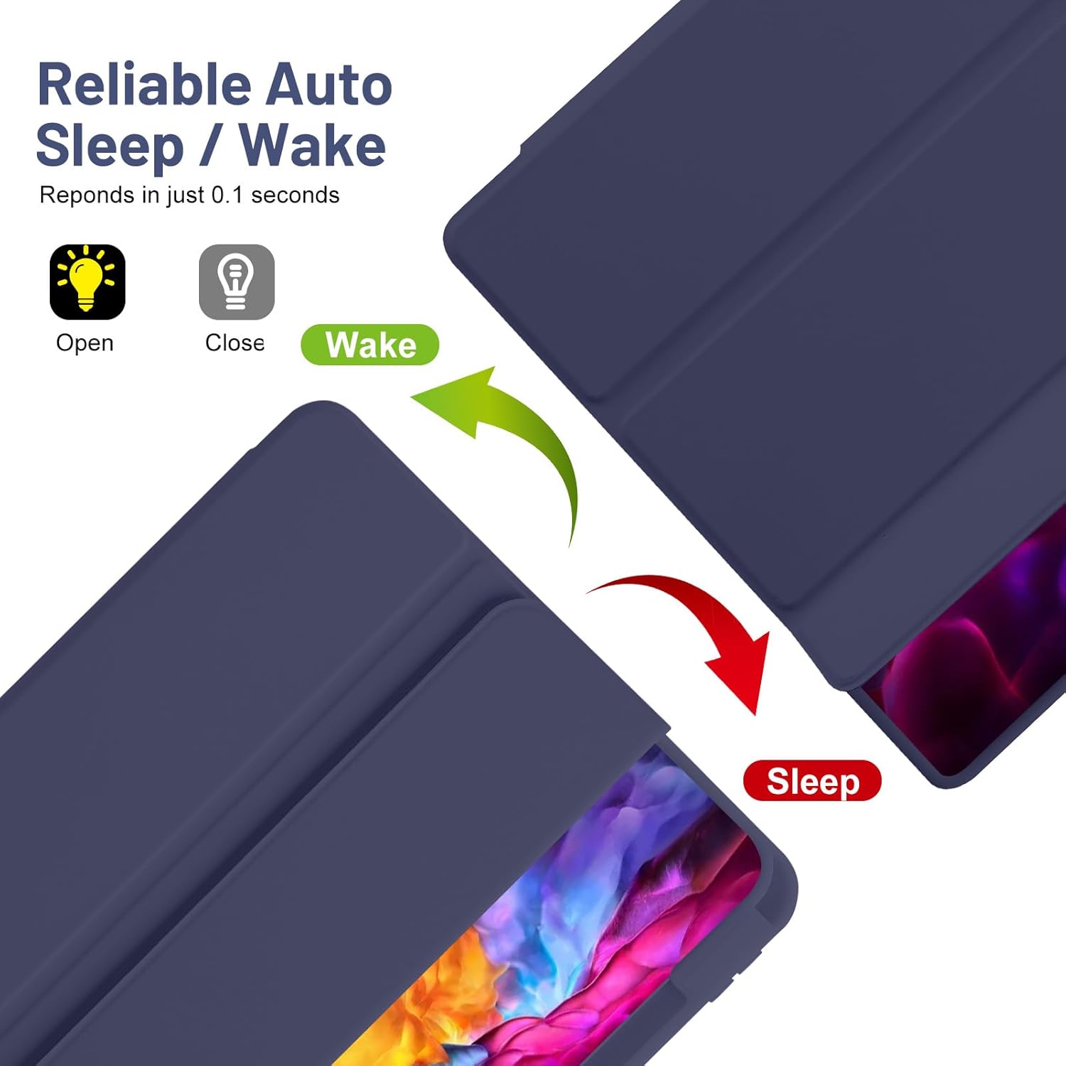 Thumbnail 2 de Palkitsee Hülle für iPad Pro 11 Zoll (1.–4. Gen, 2022/2021/2020/2018) mit Stifthalter, Schlaf/Wake & Dunkelblau