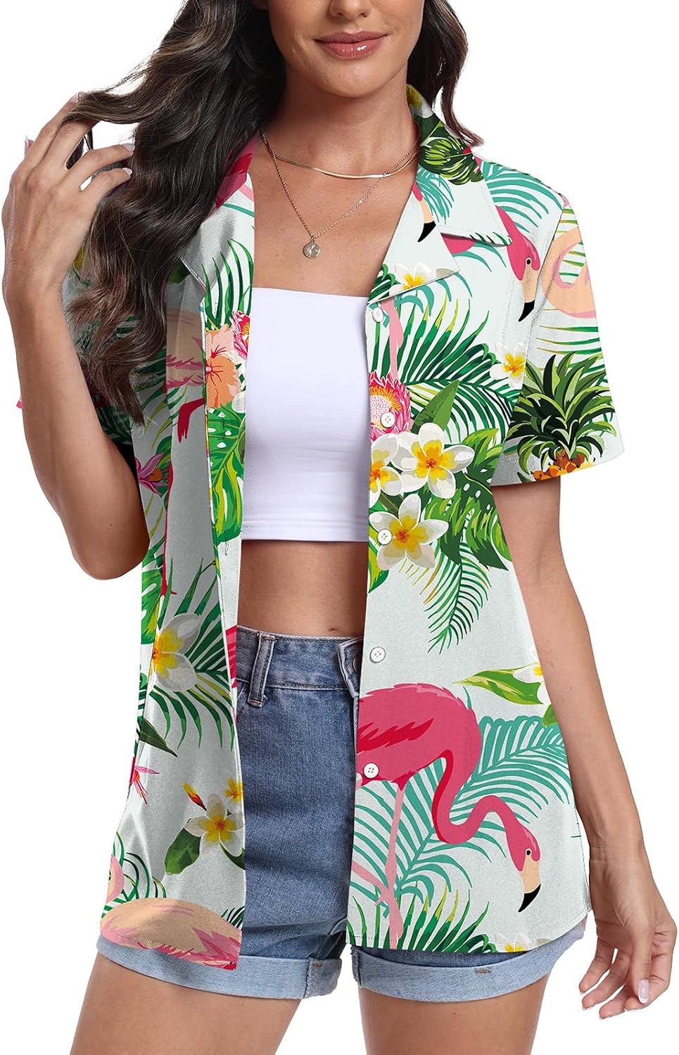 Thumbnail 5 de YUNDAI Womens Hawaiian Shirt V‑neck summer top