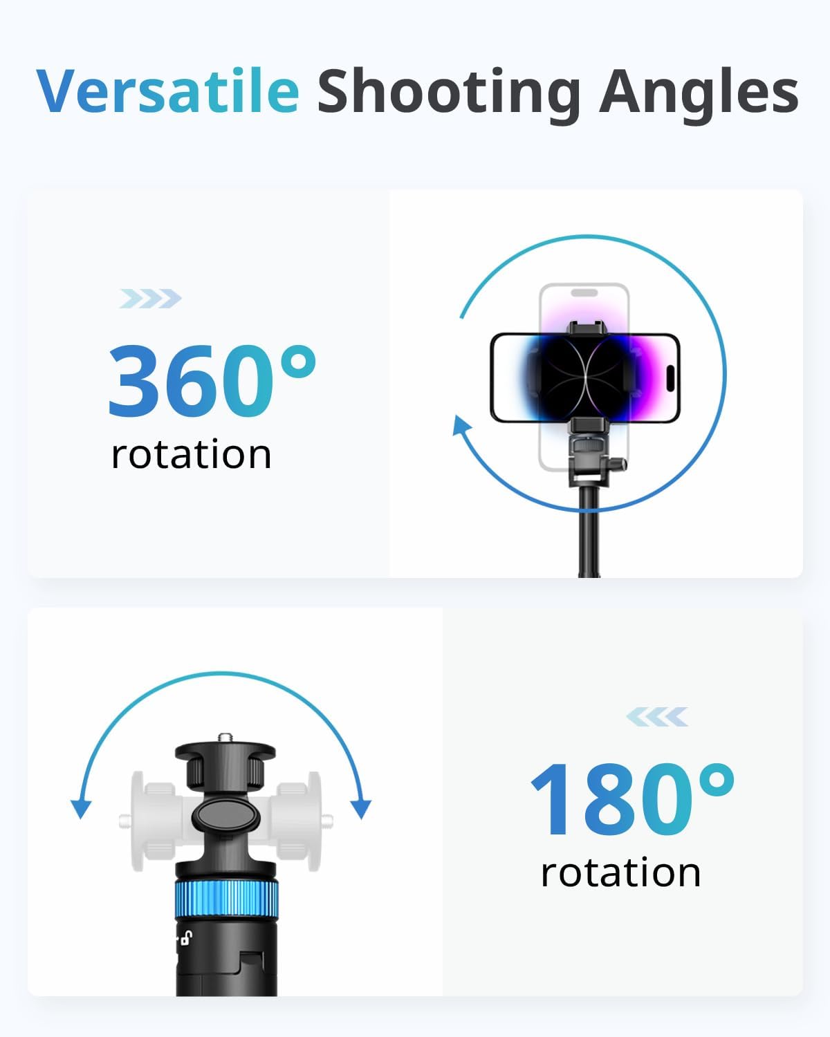Detalle de UBeesize 72" Phone Tripod with Phone Holder and Remote — Adjustable Stand for iPhone, Android, Cameras, and Action Cams