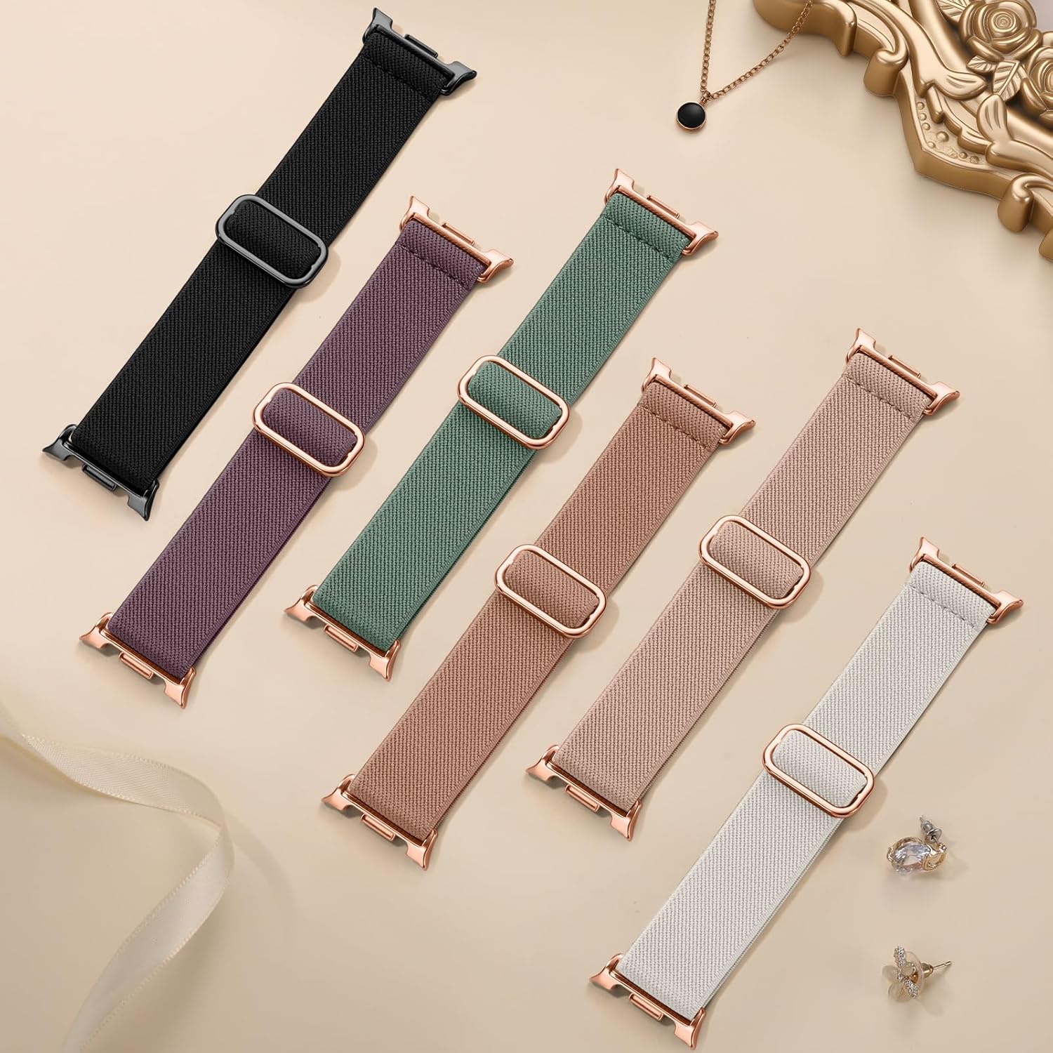 Thumbnail 6 de Easuny Nylon Stretchy Strap for Samsung Galaxy Watch 8/Classic – 6 Pack