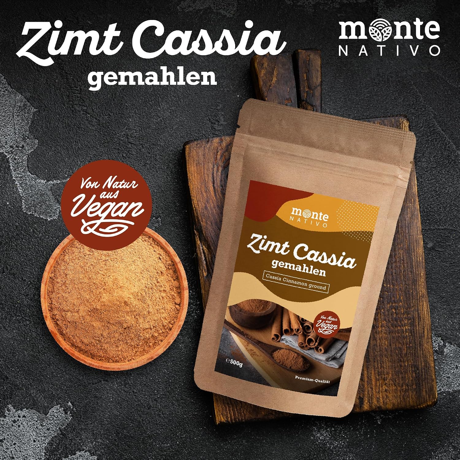 Detalle 2 de Cassia Zimt gemahlen Monte Nativo (500 g) – Aromatisches Gewürz für Küche & Backen