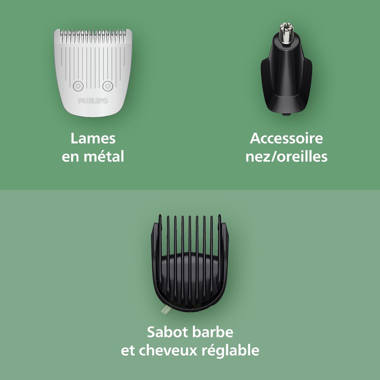 Detalle de Philips Multigroom série 5000 MG5918/15 – Tondeuse tout-en-un 10 accessoires