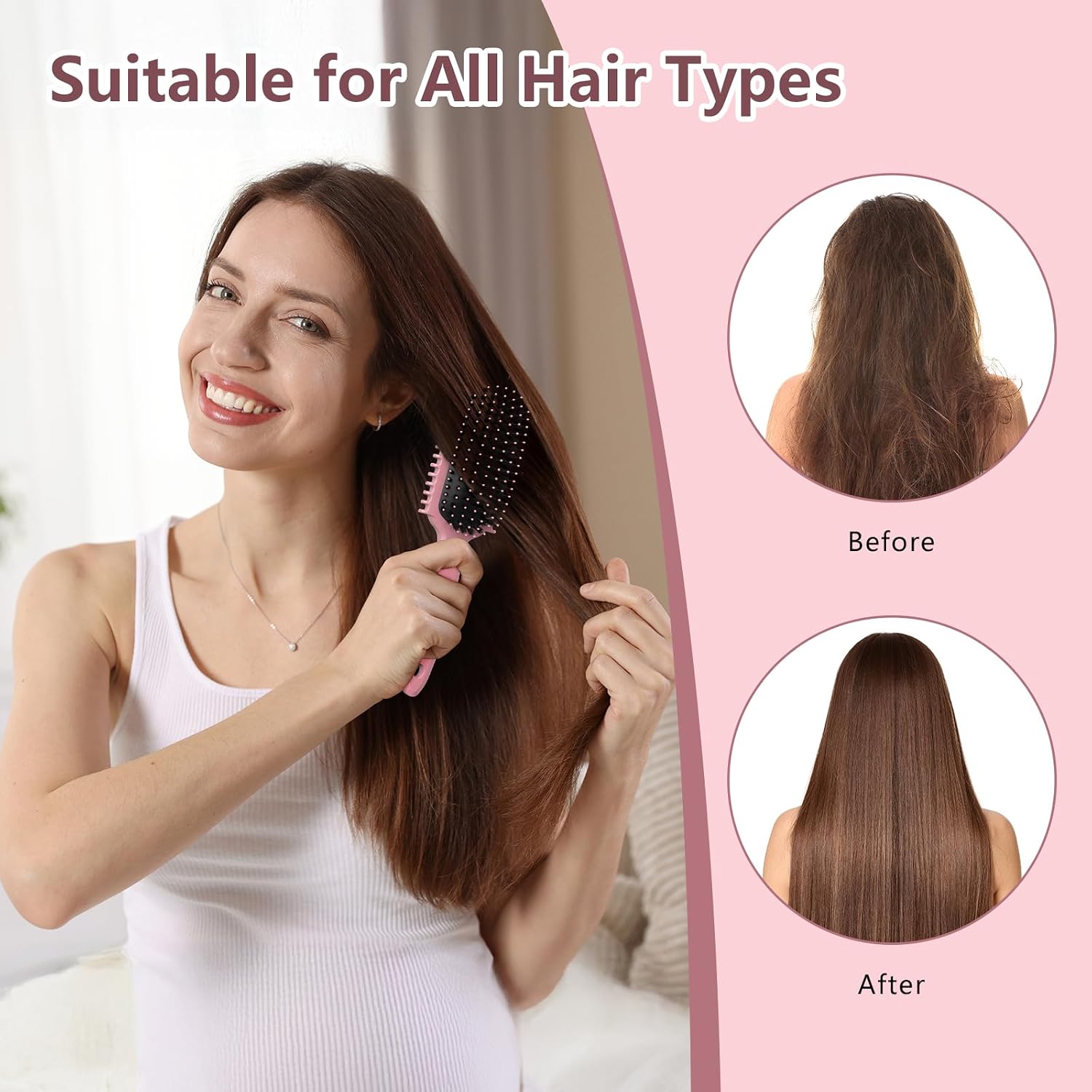 Detalle de HEZ Curl Defining Brush Set (Pink) for Combing and Shaping Curls, Slick Backs & More