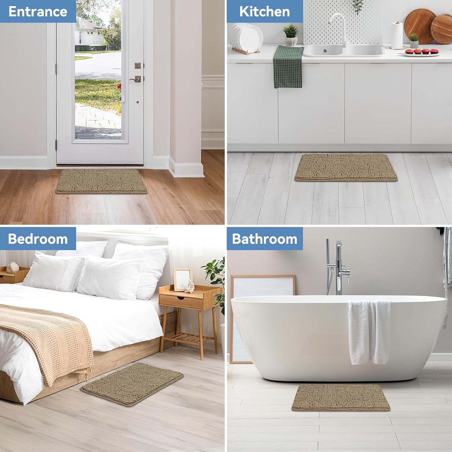 Thumbnail 6 de Bcoimo Bathroom Rugs 24x17: Non-Slip, High-Absorbency Bath Mat with Rubber Backing
