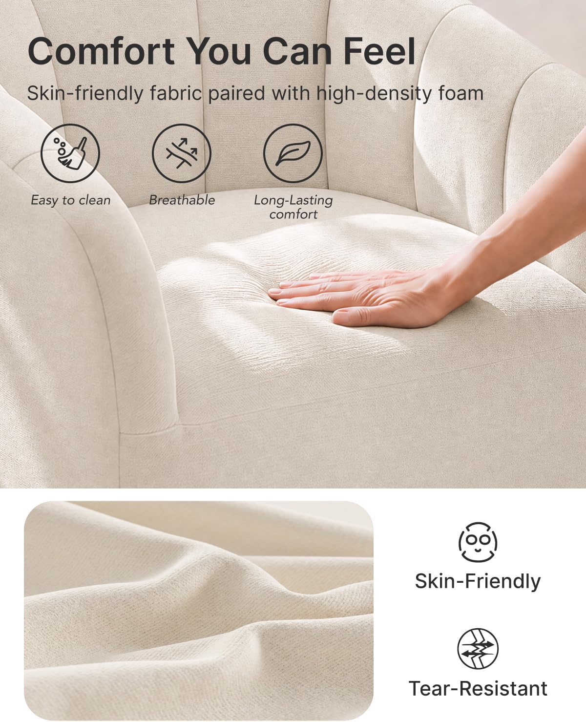 Detalle de Swivel Accent Chair Set of 2, Ivory