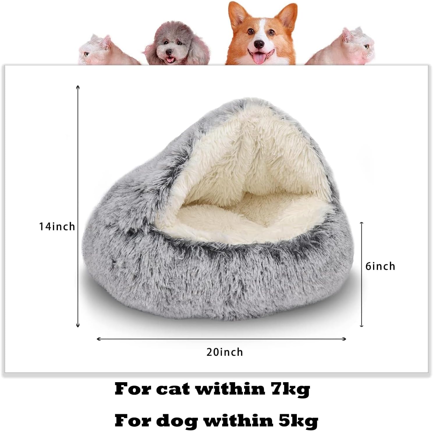 Thumbnail 1 de SHJOEE Flauschig Hundebett Muschelform – waschbares Plüsch-Katzen- und Hundekissen mit Anti-Rutsch