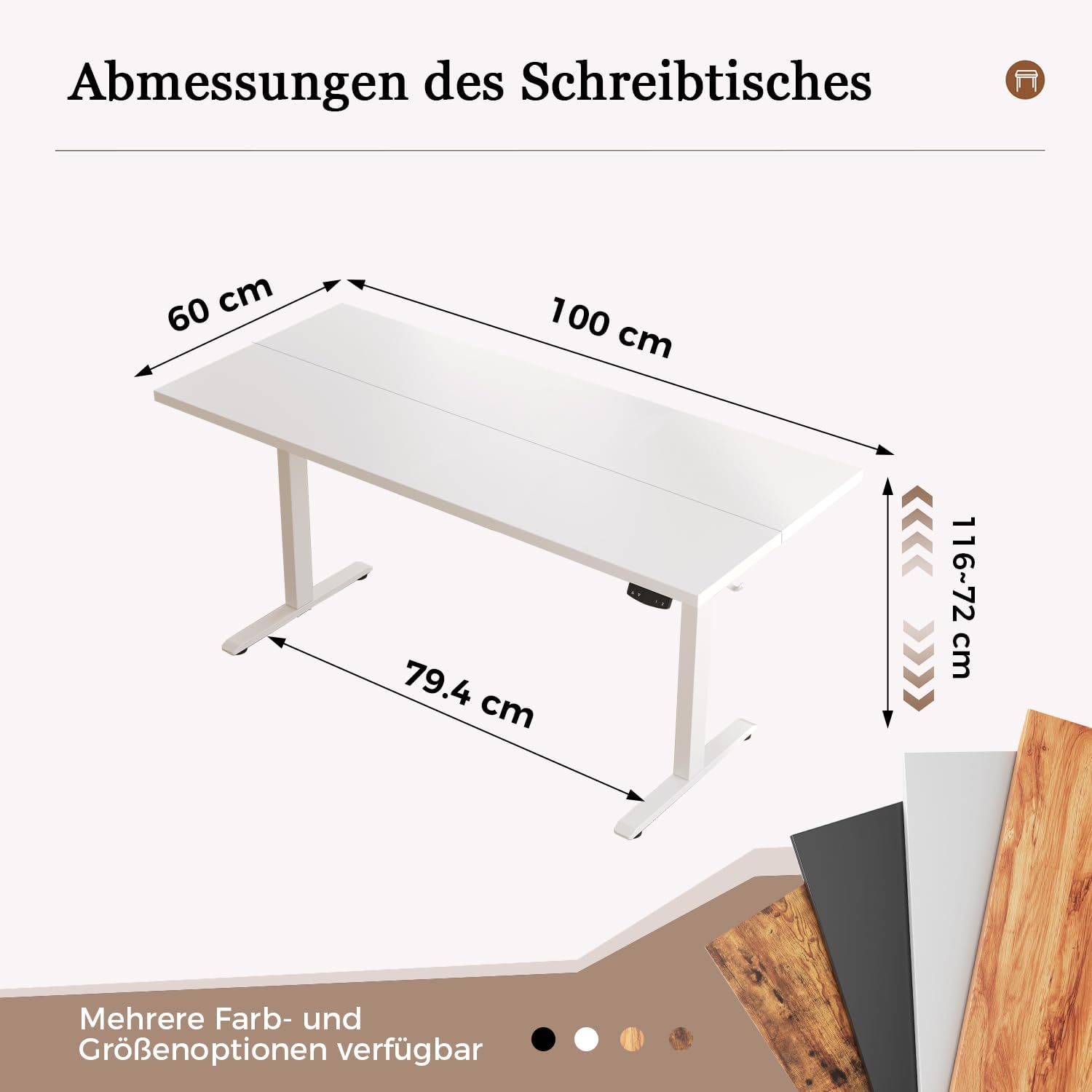 Thumbnail 1 de Klicelor Steh-Sitz-Schreibtisch 100 x 60 cm