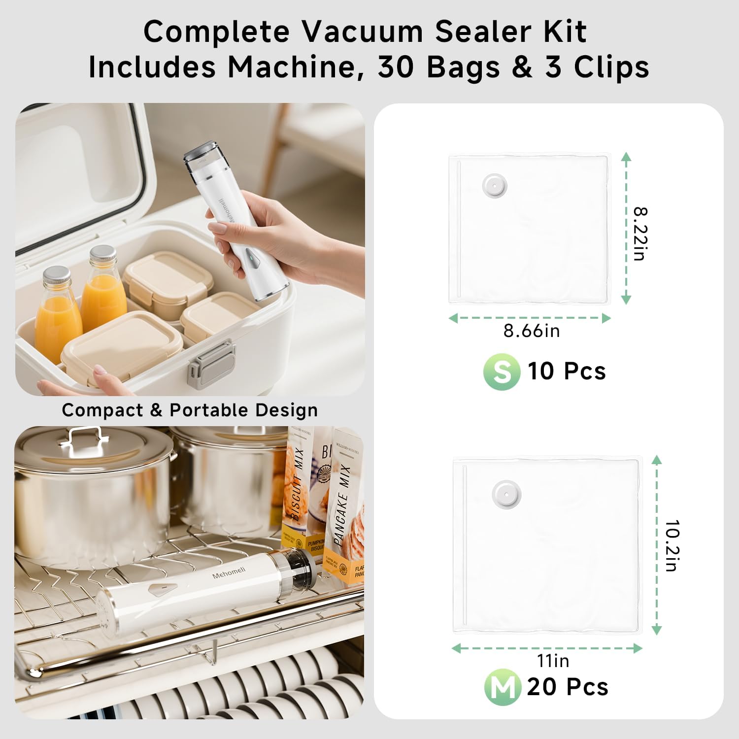 Thumbnail 6 de Mehomeli Compact Vacuum Sealer 60kPa