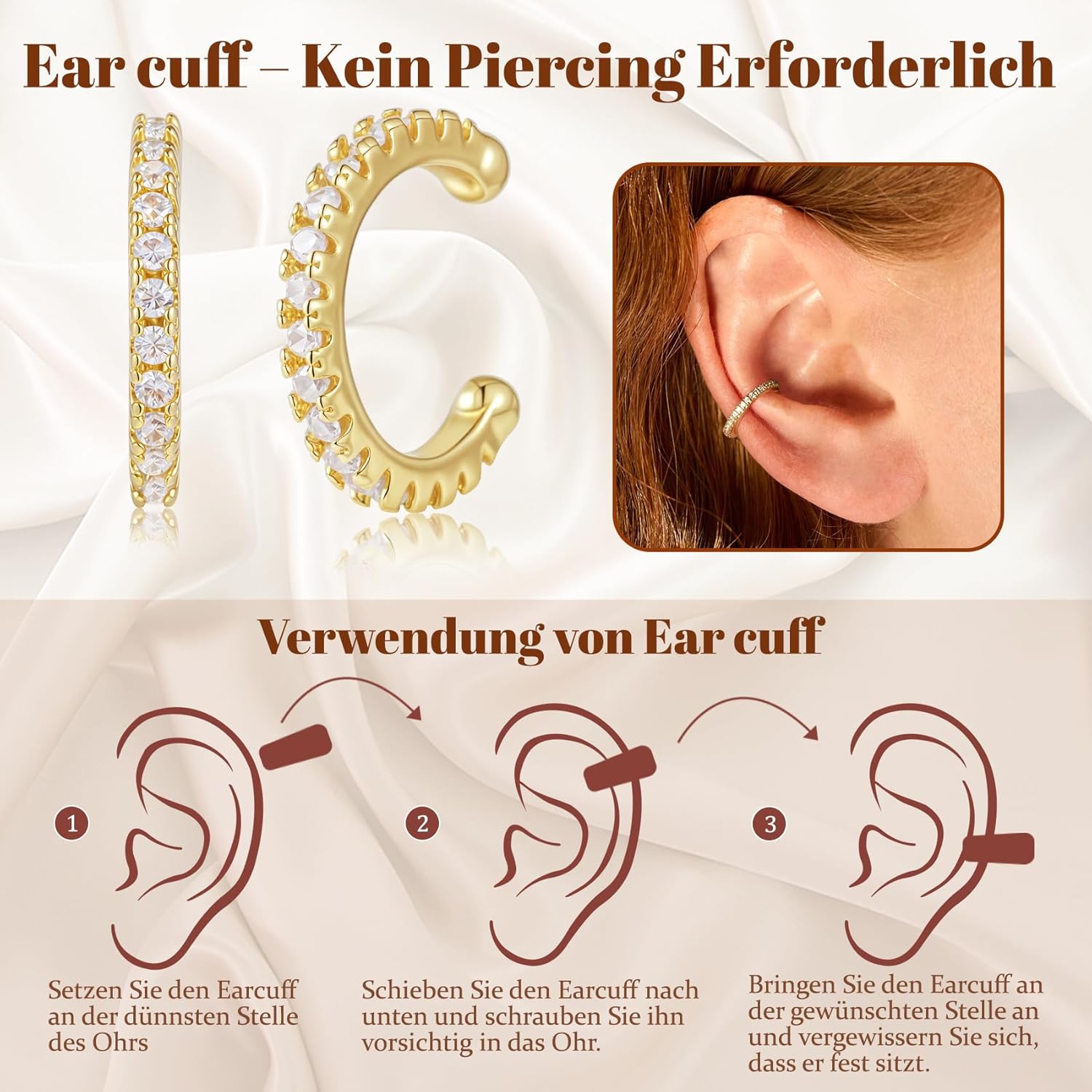 Thumbnail 3 de Jagosen 5 Paar Ohrringe Silber 925 Gold – Vielseitiges Damen-Set mit Zirkonia