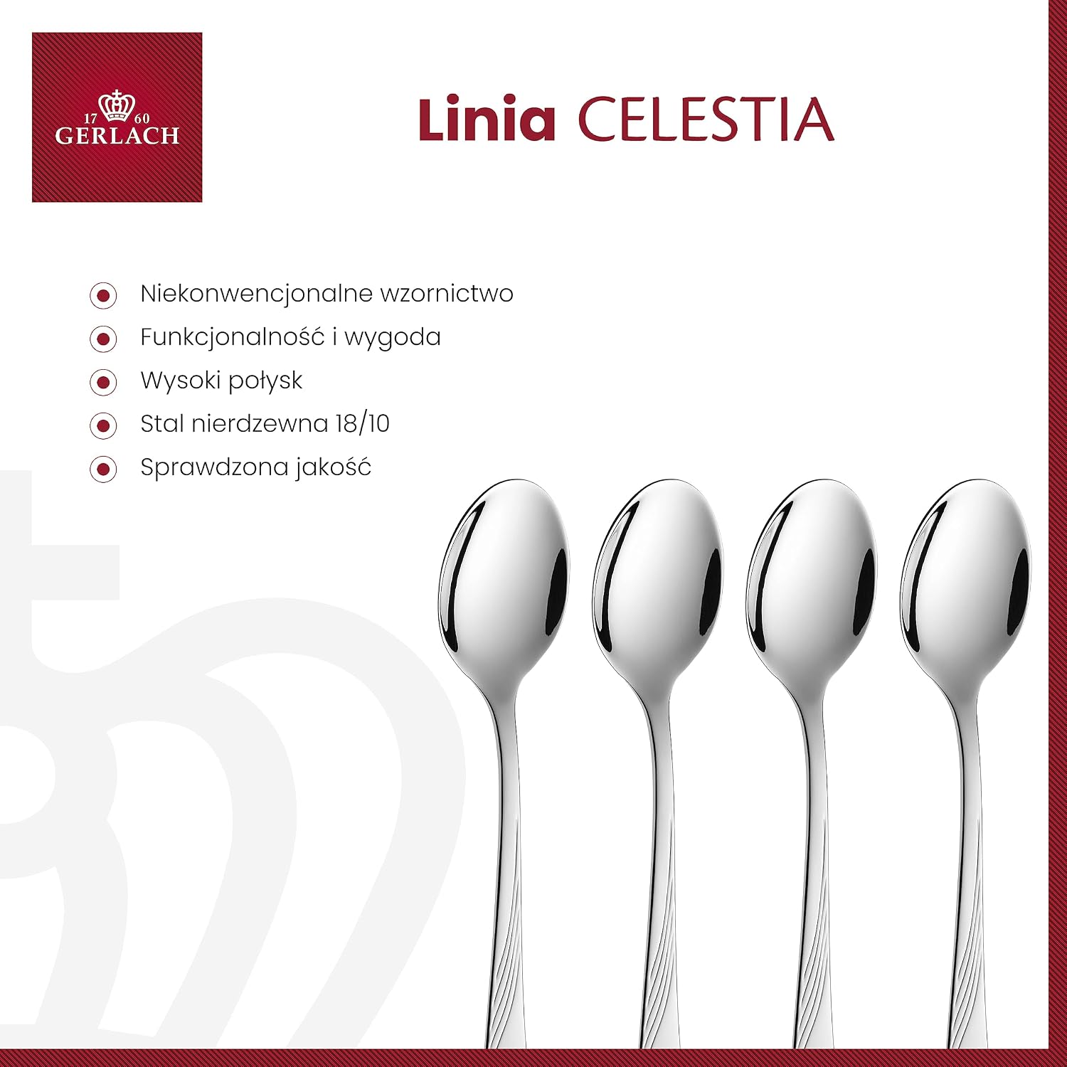 Detalle de Gerlach Celestia G01-004AP-LZKA-06PU-S1S1-01 – 6 srebrnych łyżeczek do kawy