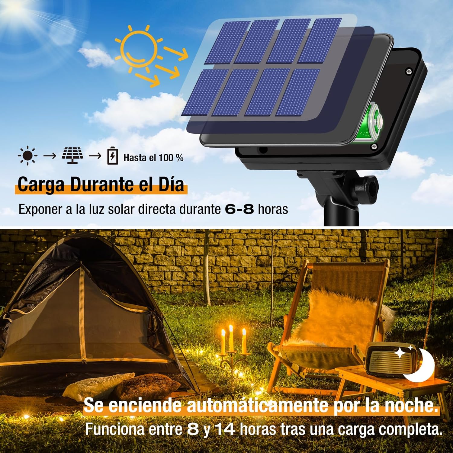 Thumbnail 1 de btfarm Pack de guirnaldas de luces solares para exterior (2 cadenas, total 30 m y 300 LED, 8 modos)