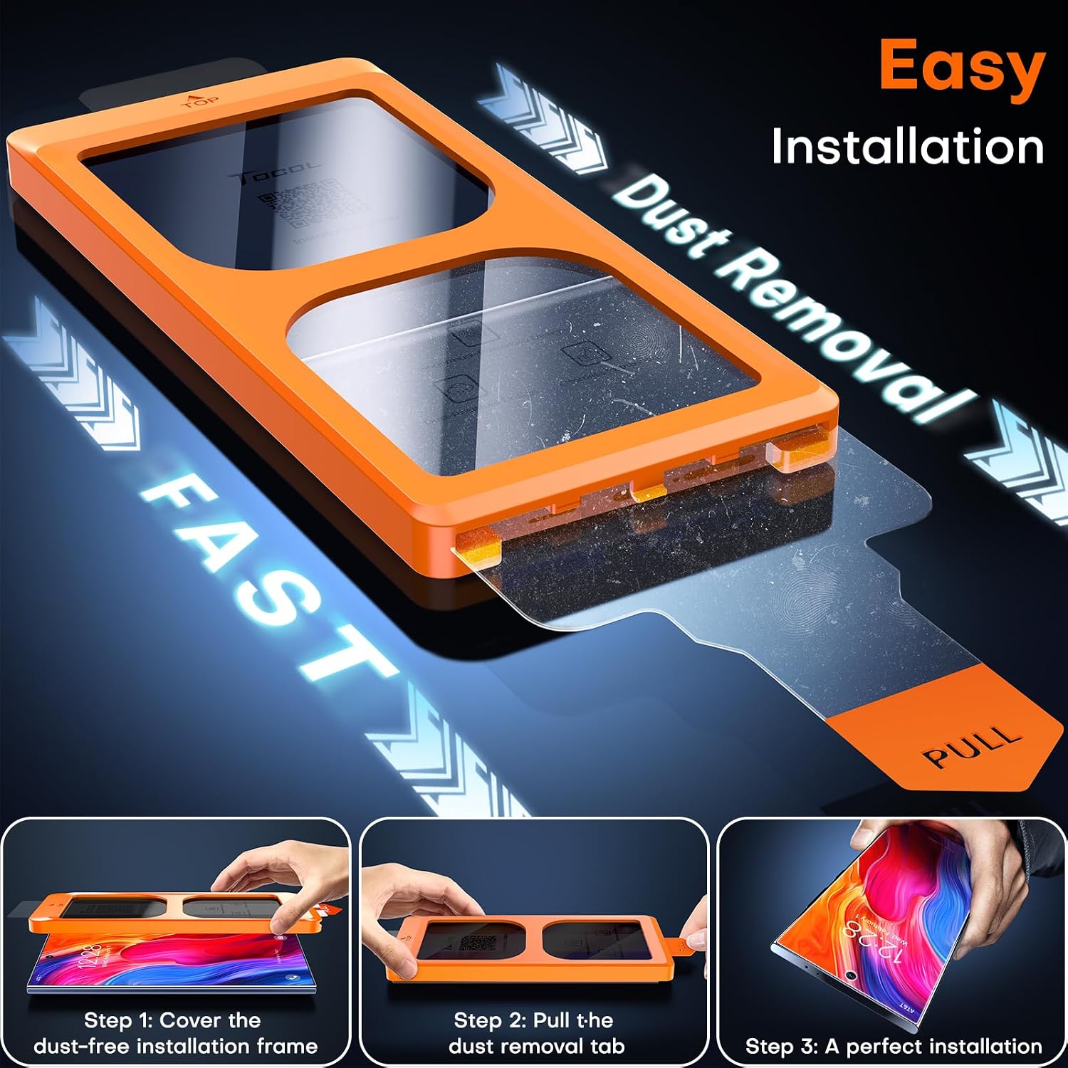 Detalle de TOCOL 2 Pack Privacy Screen Protector for Samsung Galaxy S24 Ultra 6.8" – 9H+ Tempered Glass with 25° Anti Spy and Quick Auto Installation