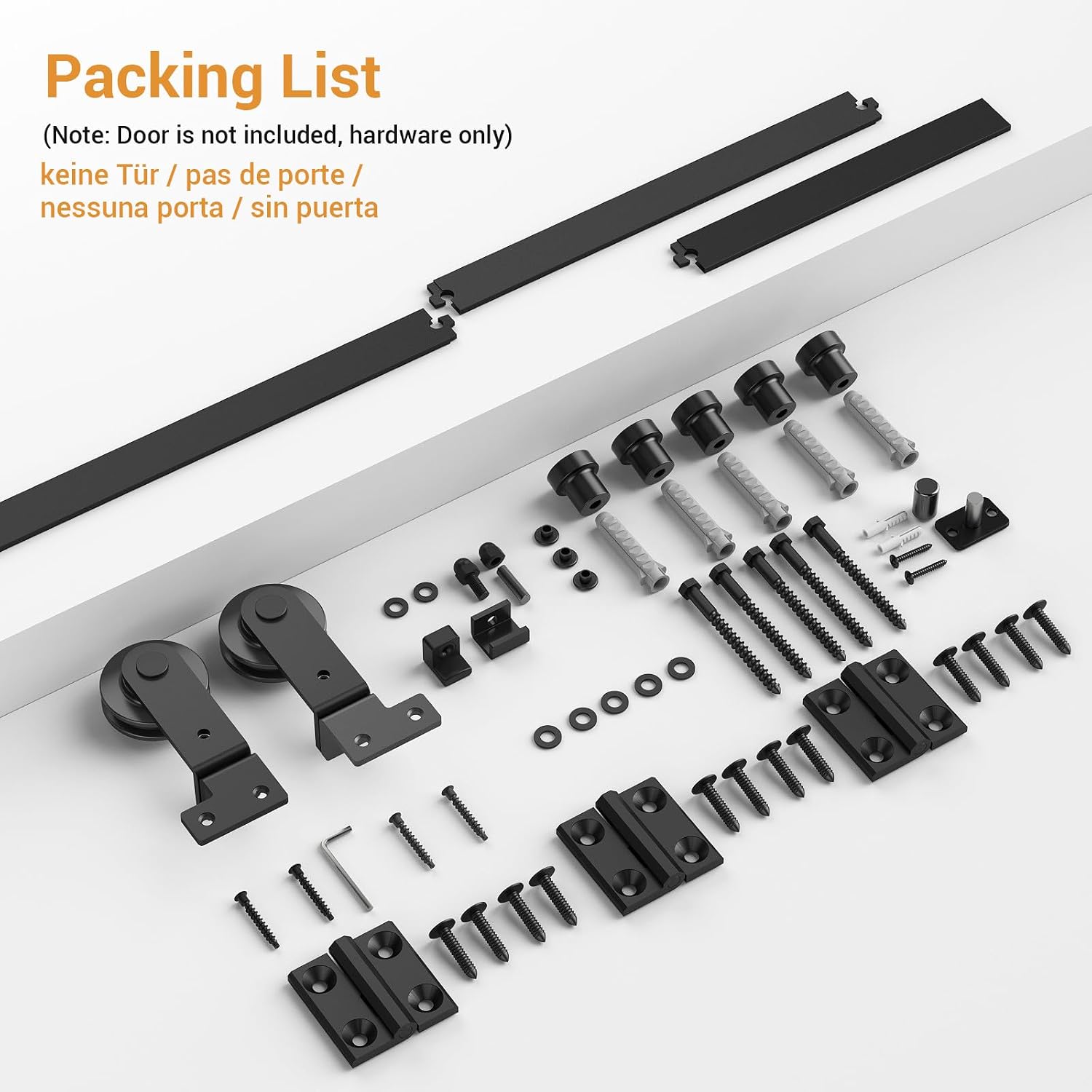 Thumbnail 4 de Binario per Porta Scorrevole Bifold 122 cm – Kit Nera per Porte Scorrevoli, 150 kg, 58 cm