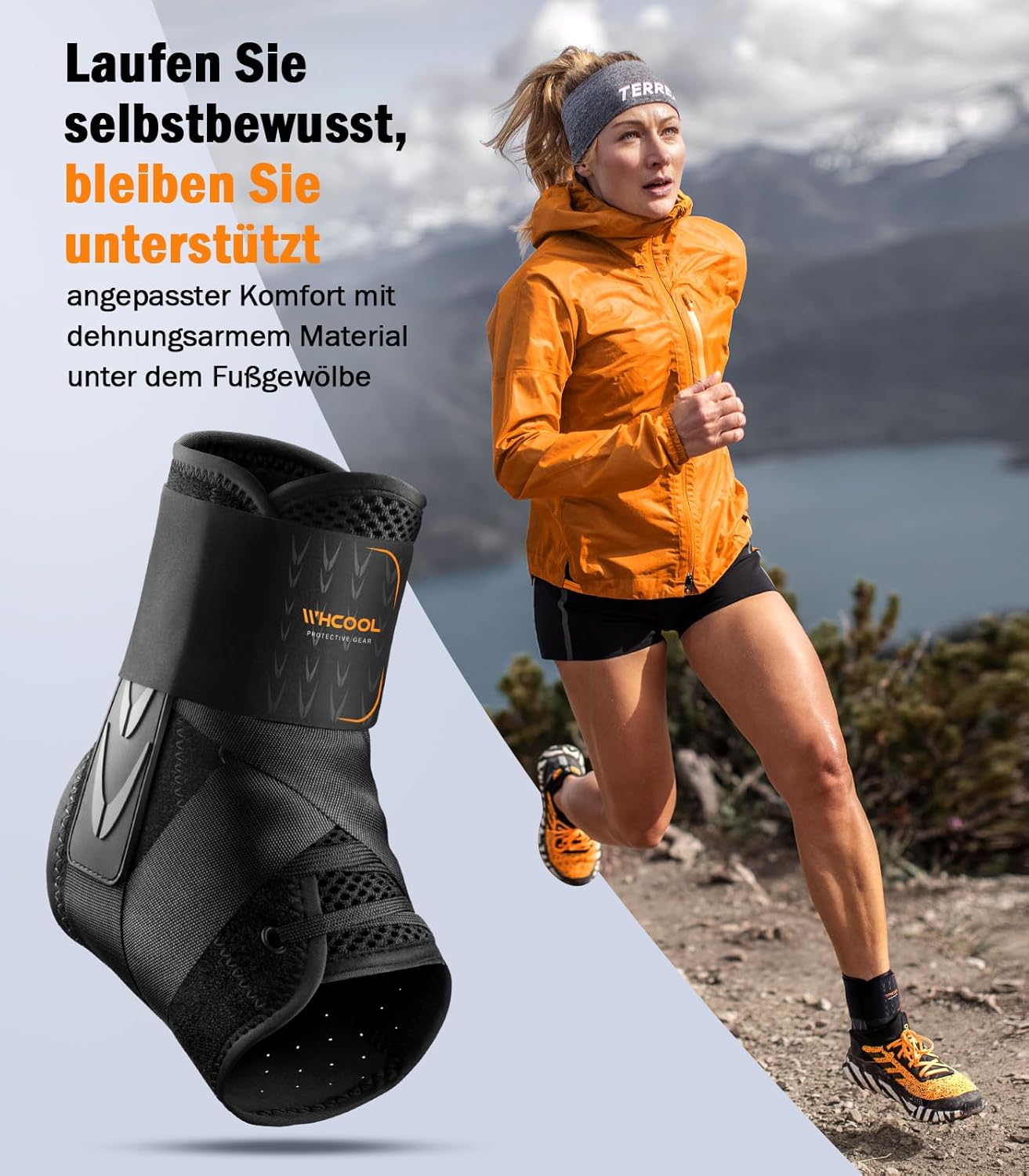 Detalle de WHCOOL Knöchelbandage für verstauchte Knöchel, Klettverschluss, atmungsaktiv, 2 Stützpads, 360° Stabilität
