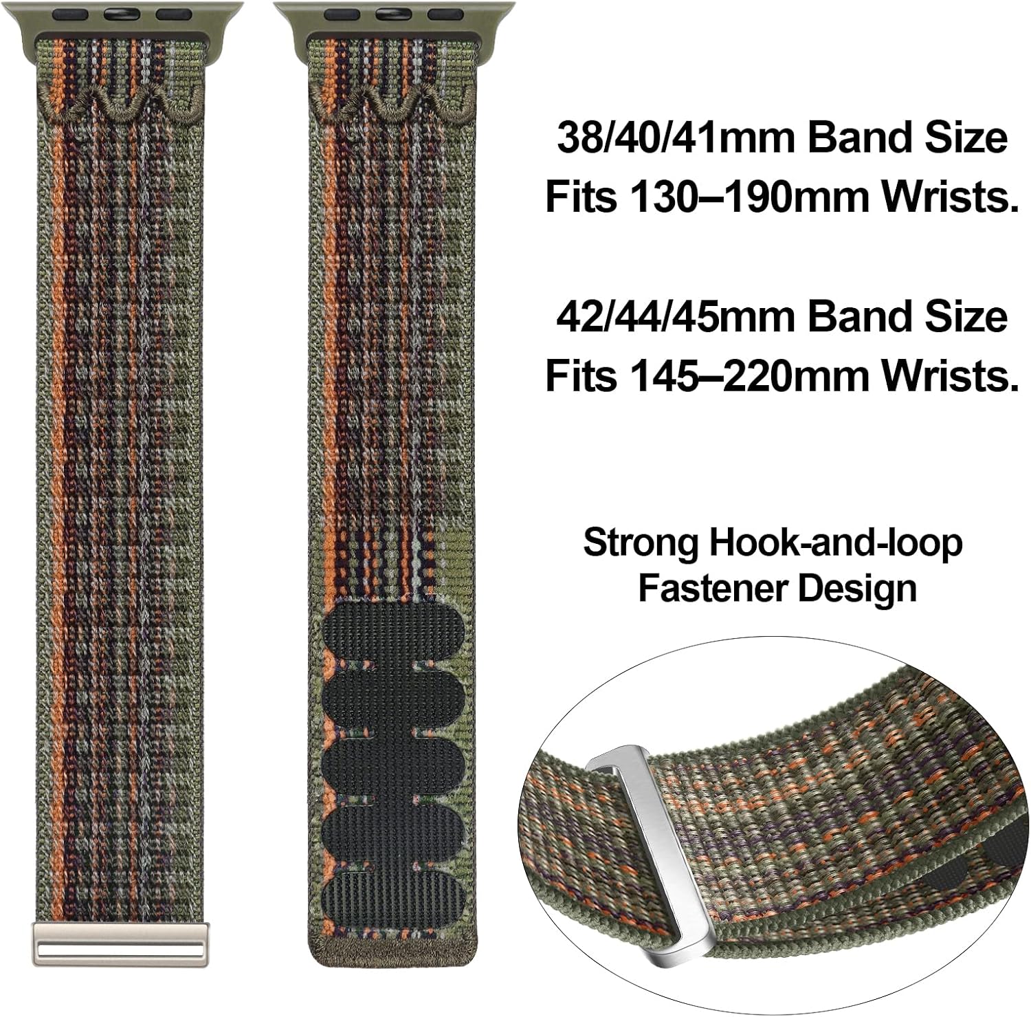 Detalle de GZ GZHISY Sport Loop Nylon Band for Apple Watch (38mm–49mm) — hook-and-loop fastener replacement strap